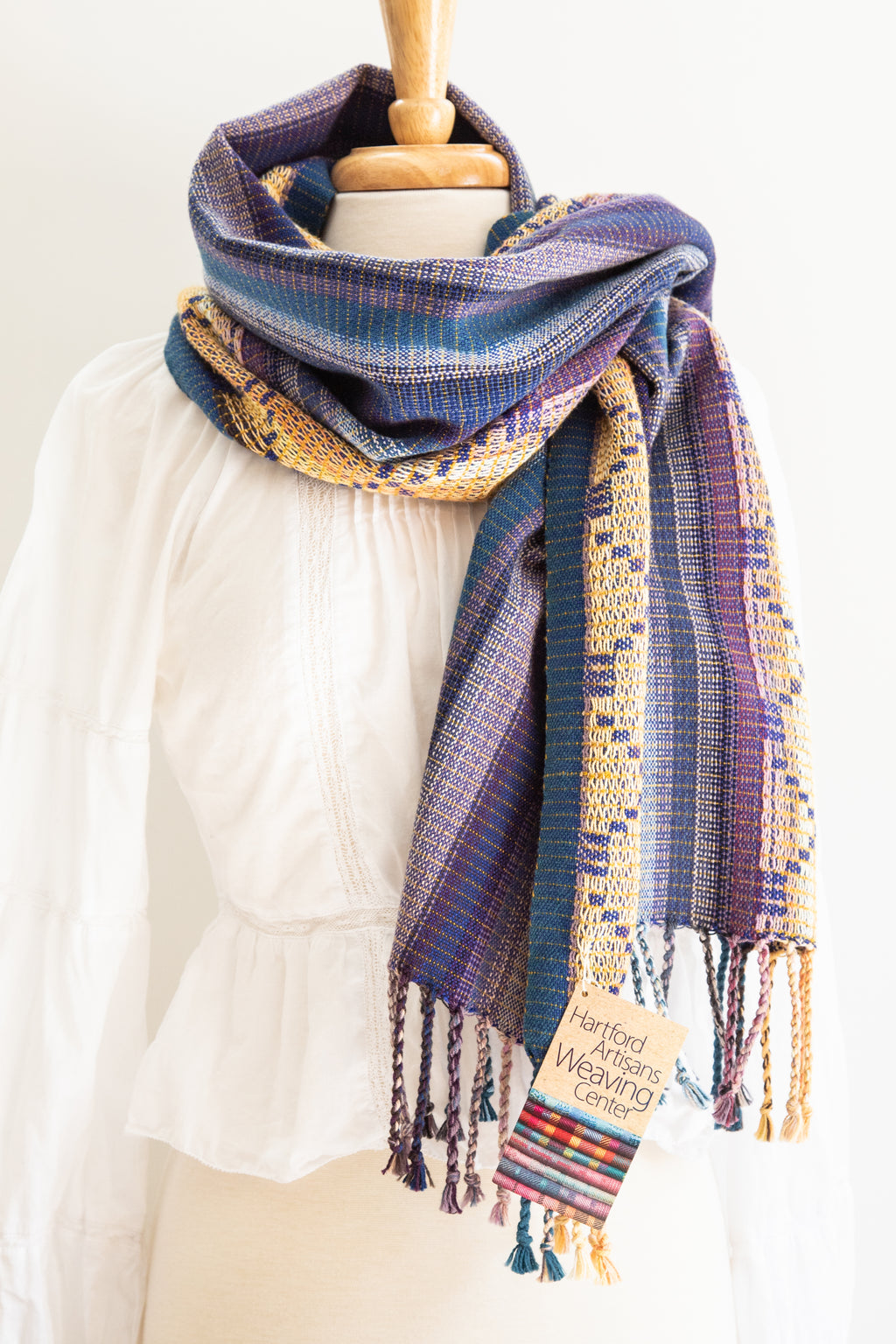 Multi-color Striped Shawl with Diamond Borders