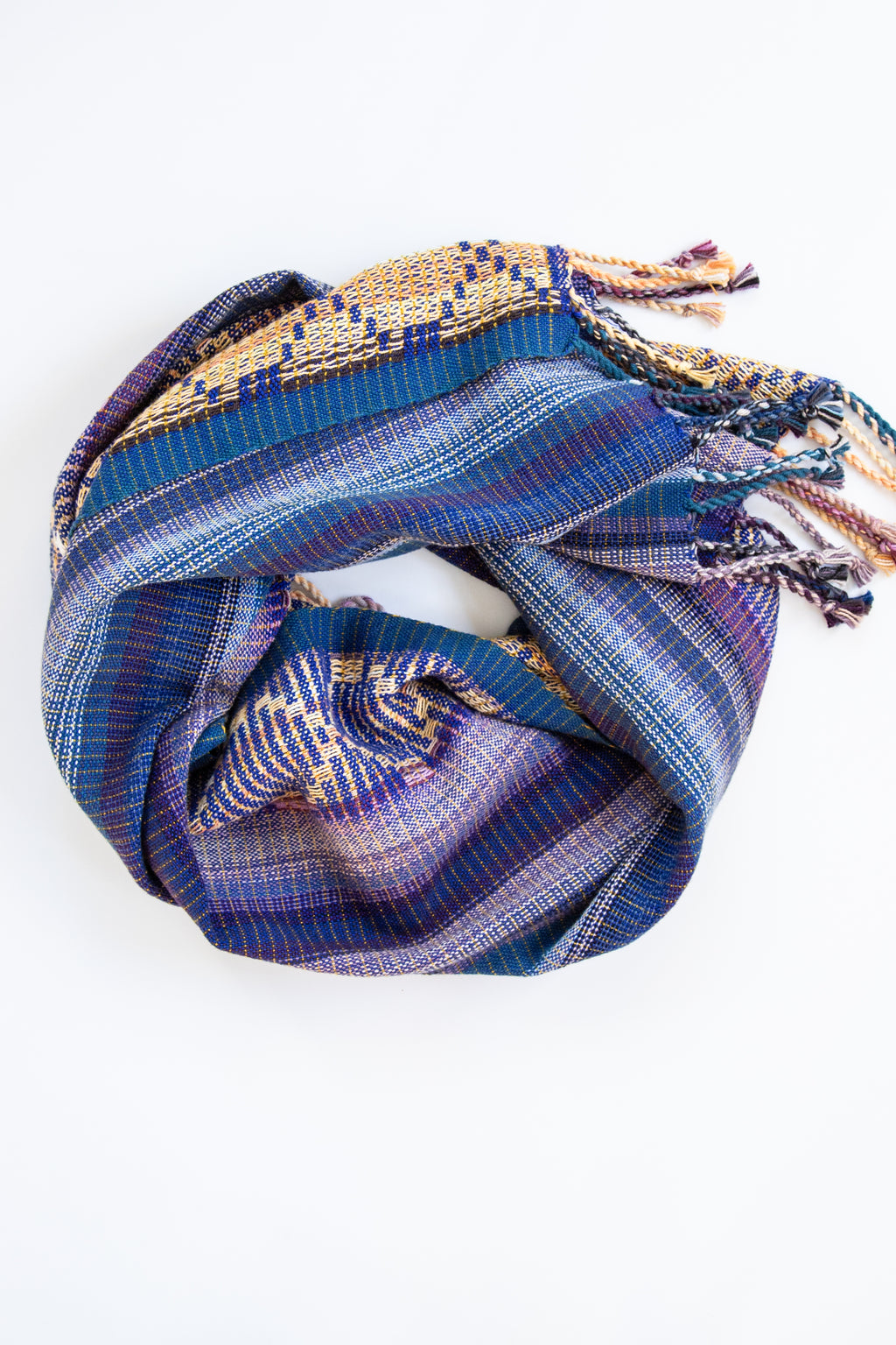 Multi-color Striped Shawl with Diamond Borders