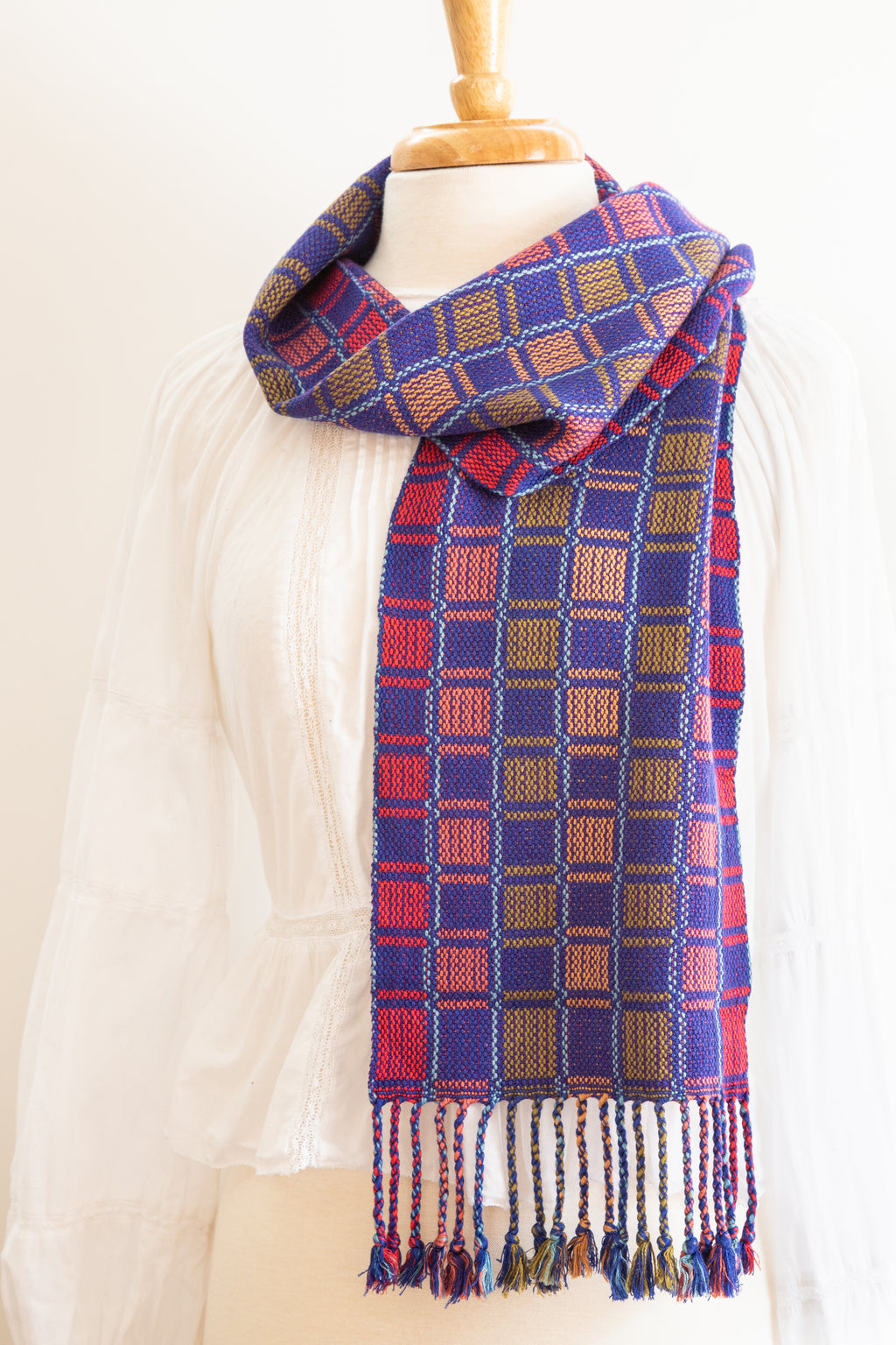 Royal Purple Bamboo Scarf in a Colorful Block Design