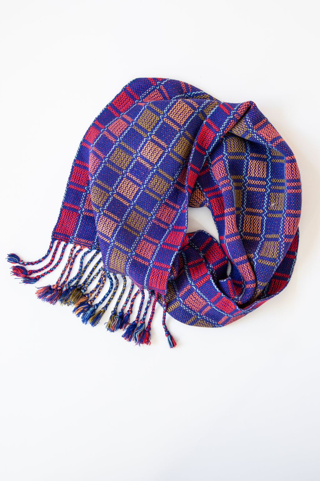 Royal Purple Bamboo Scarf in a Colorful Block Design