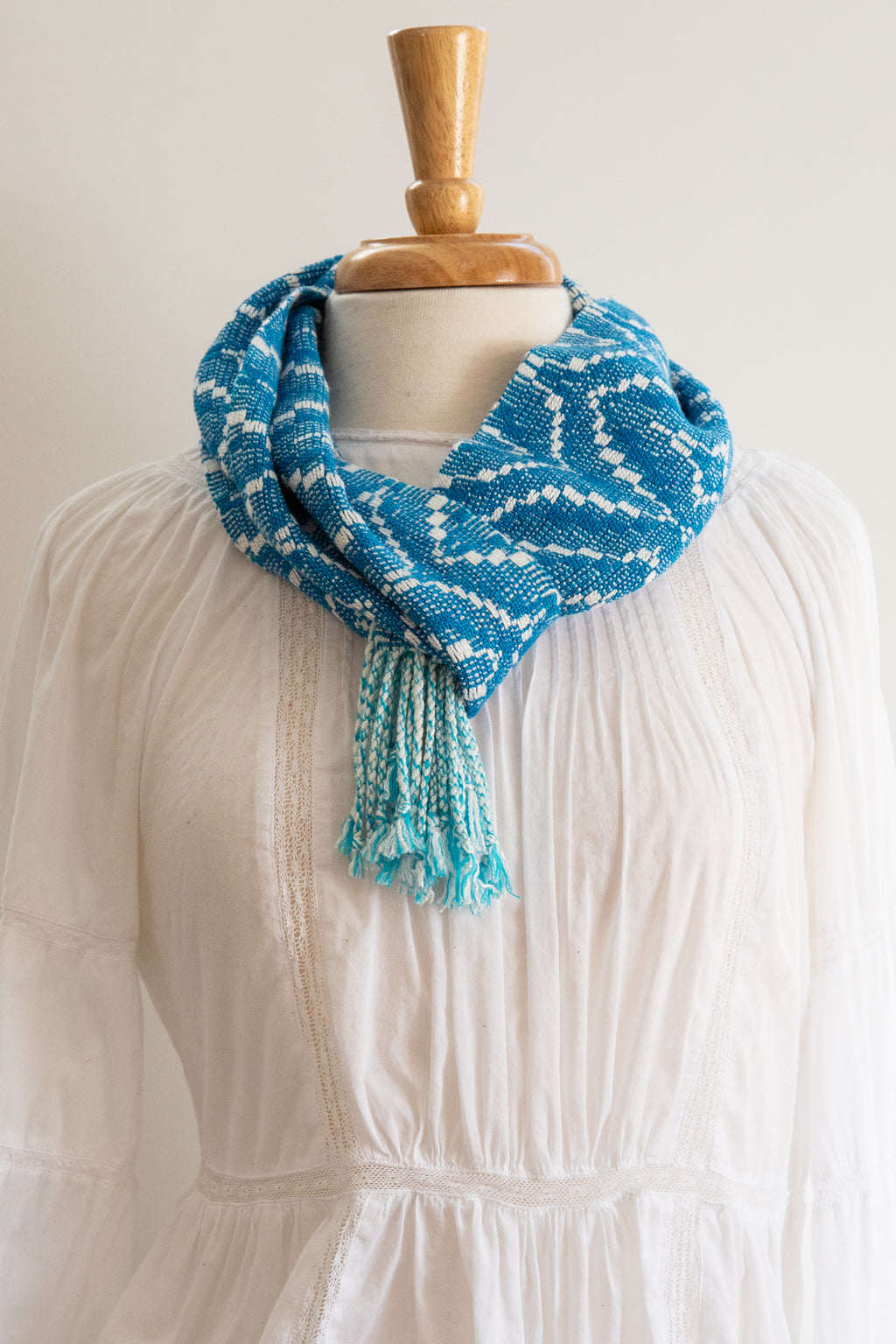 Lovely Blue Bamboo Scarf in a Fancy Diamond Design