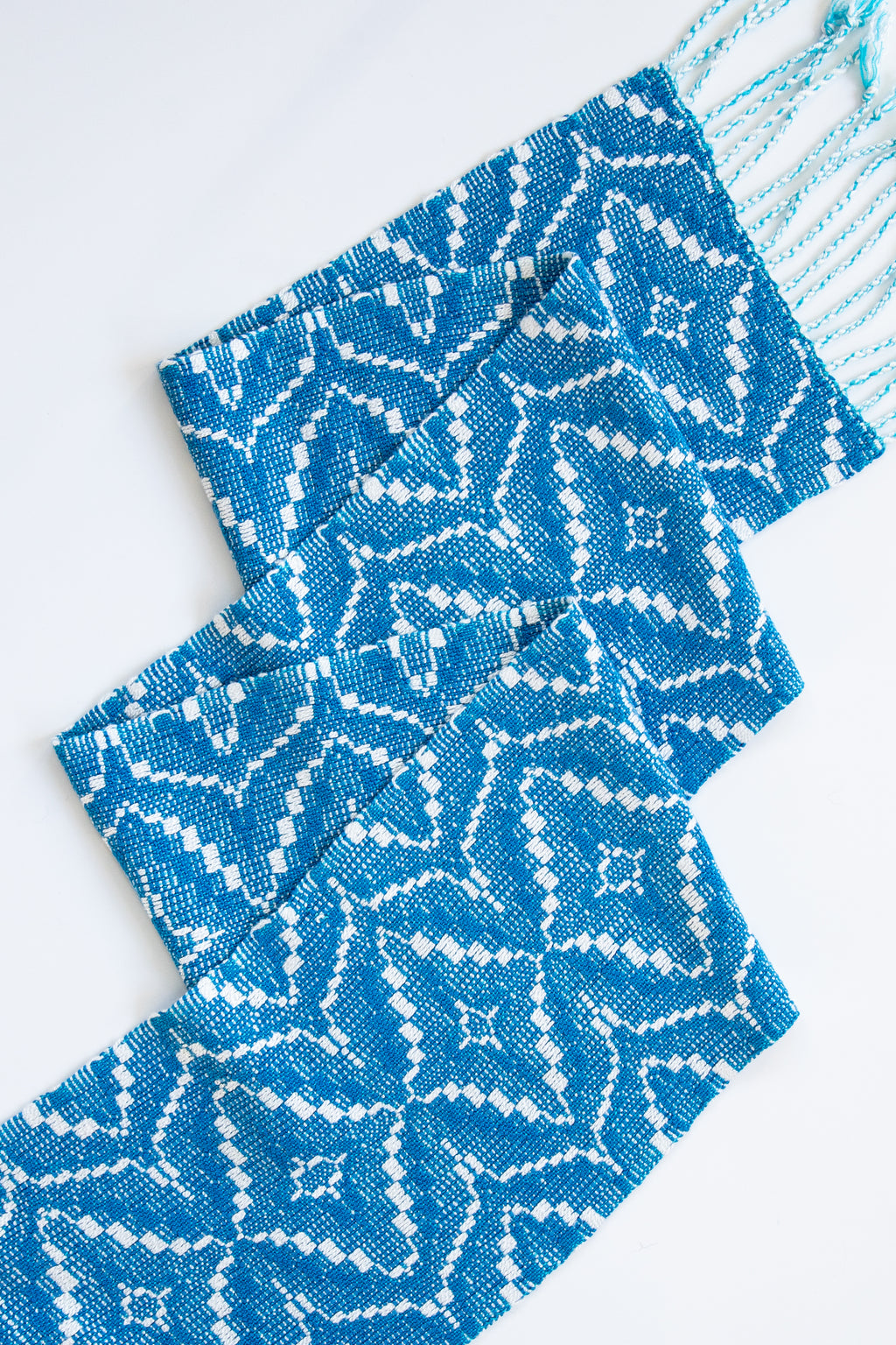 Lovely Blue Bamboo Scarf in a Fancy Diamond Design