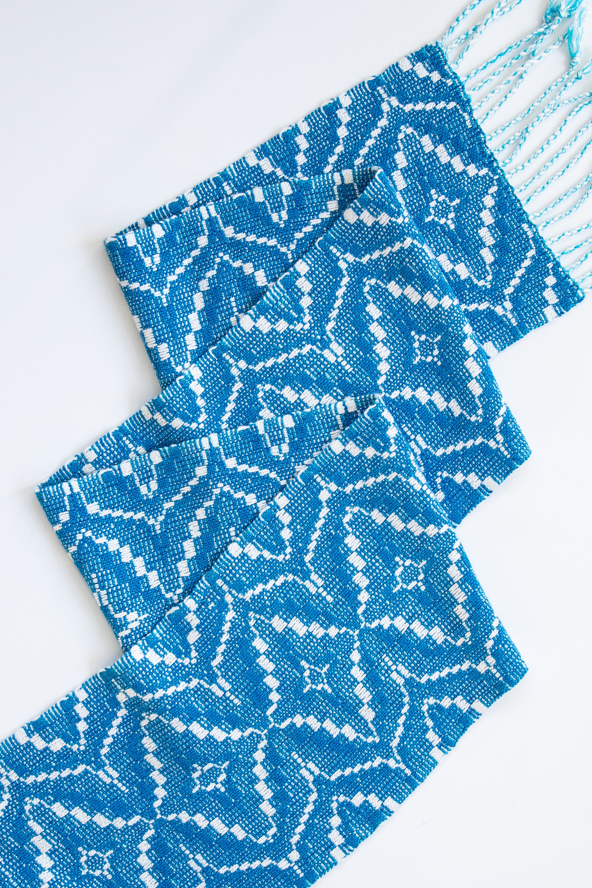Lovely Blue Bamboo Scarf in a Fancy Diamond Design