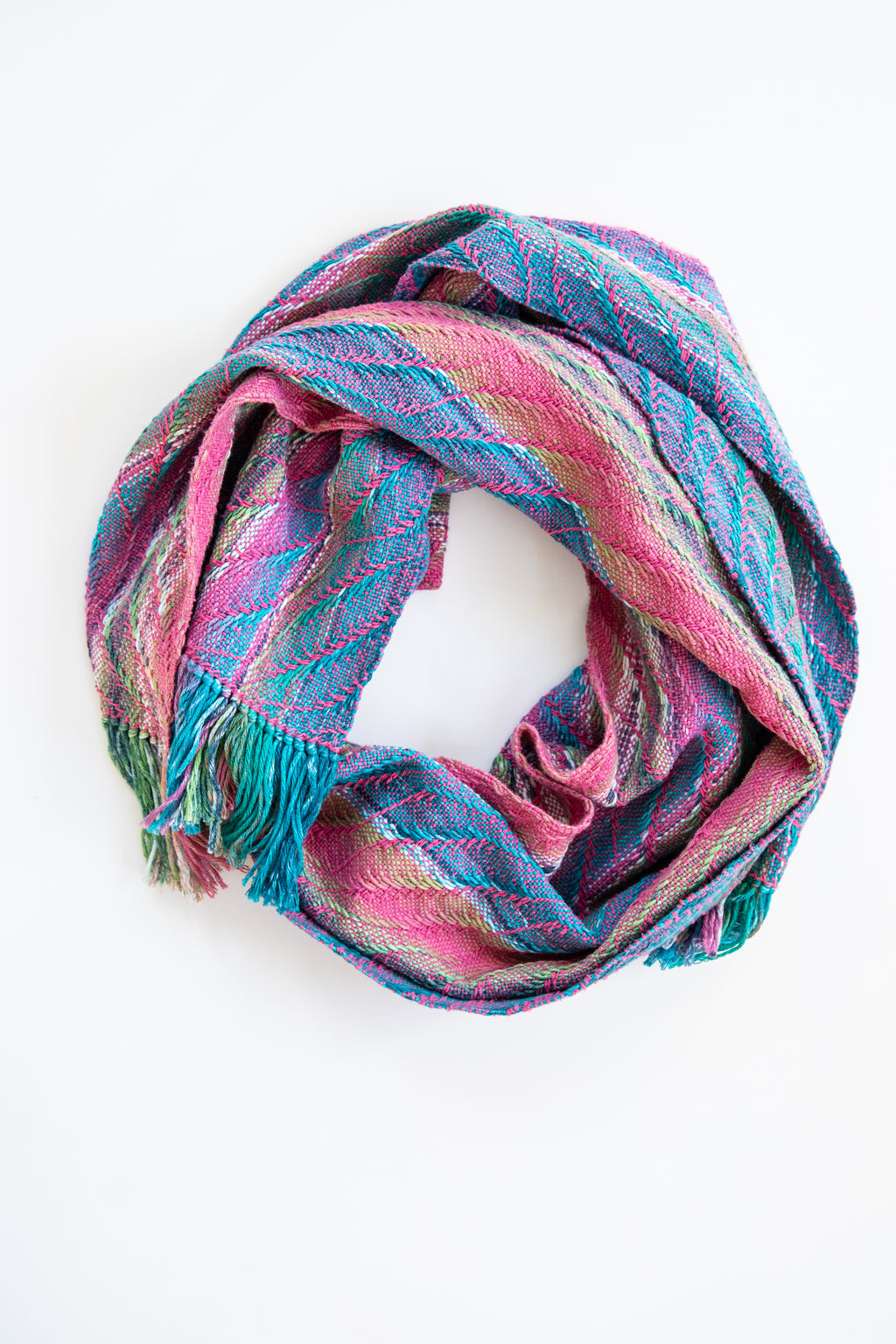 Multi-color Cotton/Silk Shawl in a Wavy Twill in Rose Pink