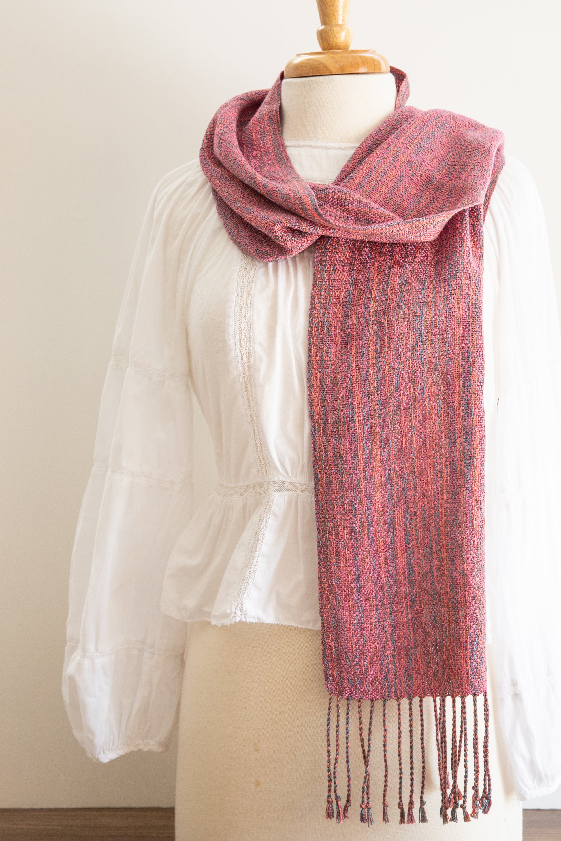 Elegant Rosy Pink Scarf with Hints of Other Colors