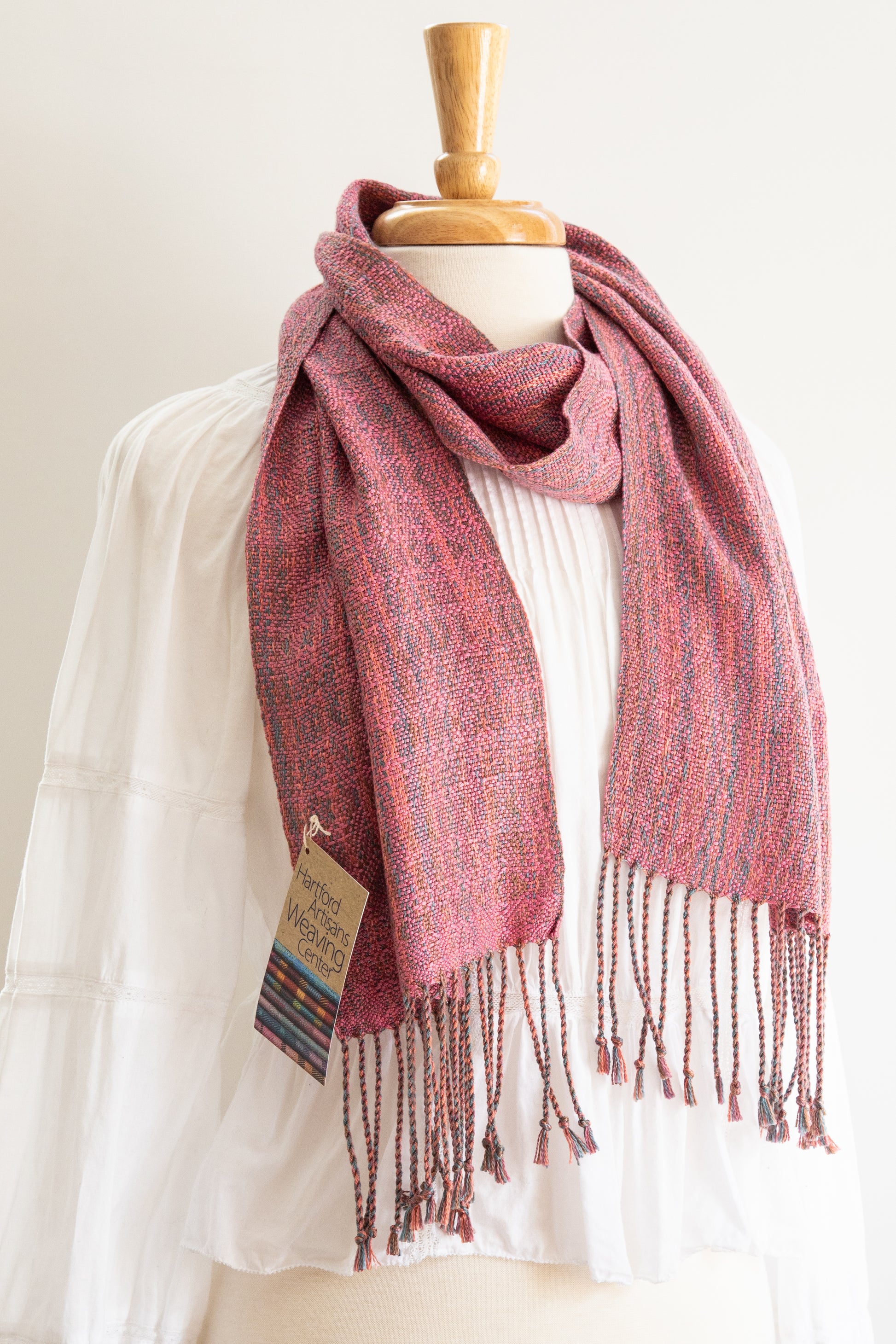 Elegant Rosy Pink Scarf with Hints of Other Colors