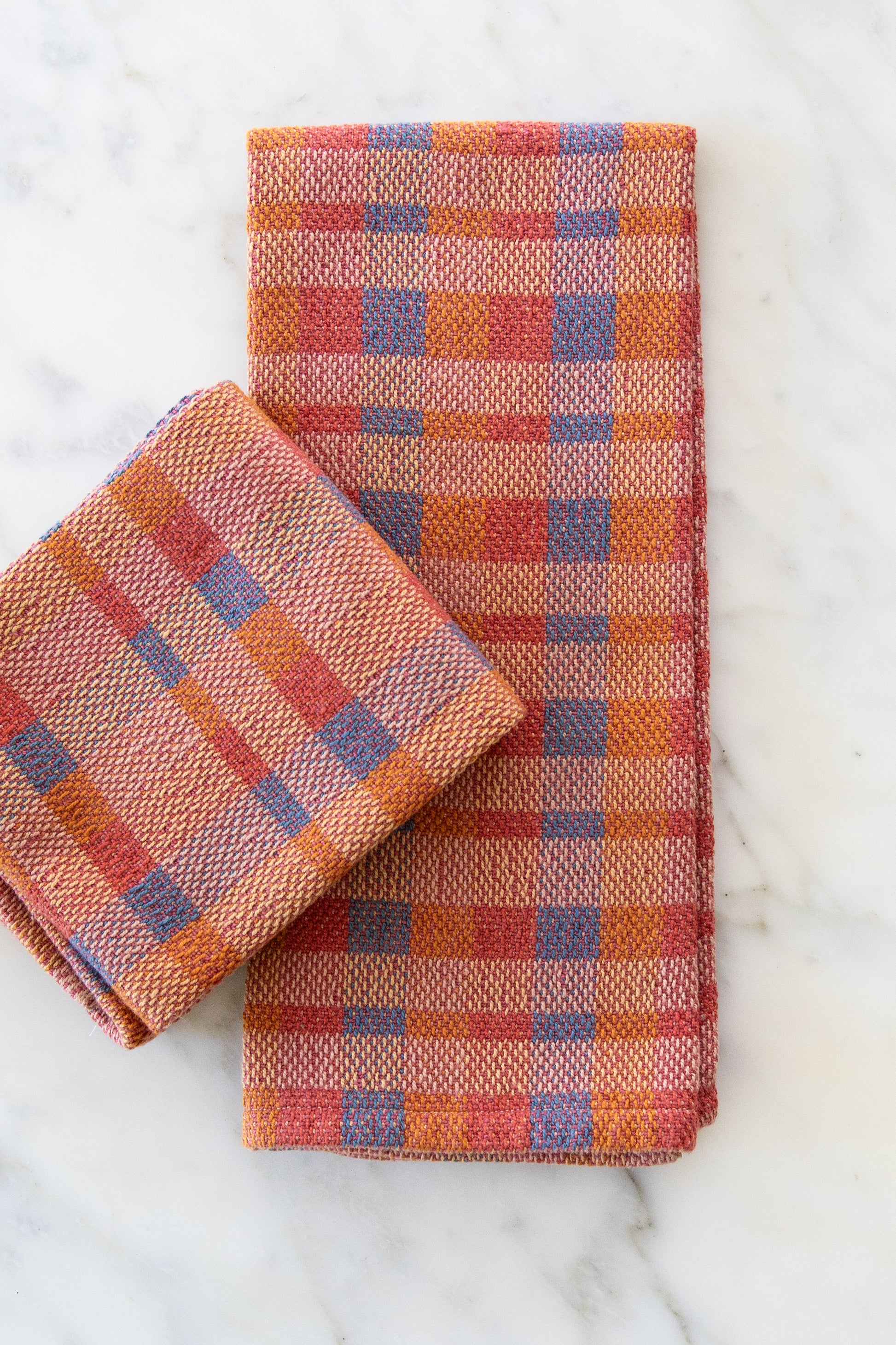 Handsome Cotton Towels in Check Design in Fall Colors