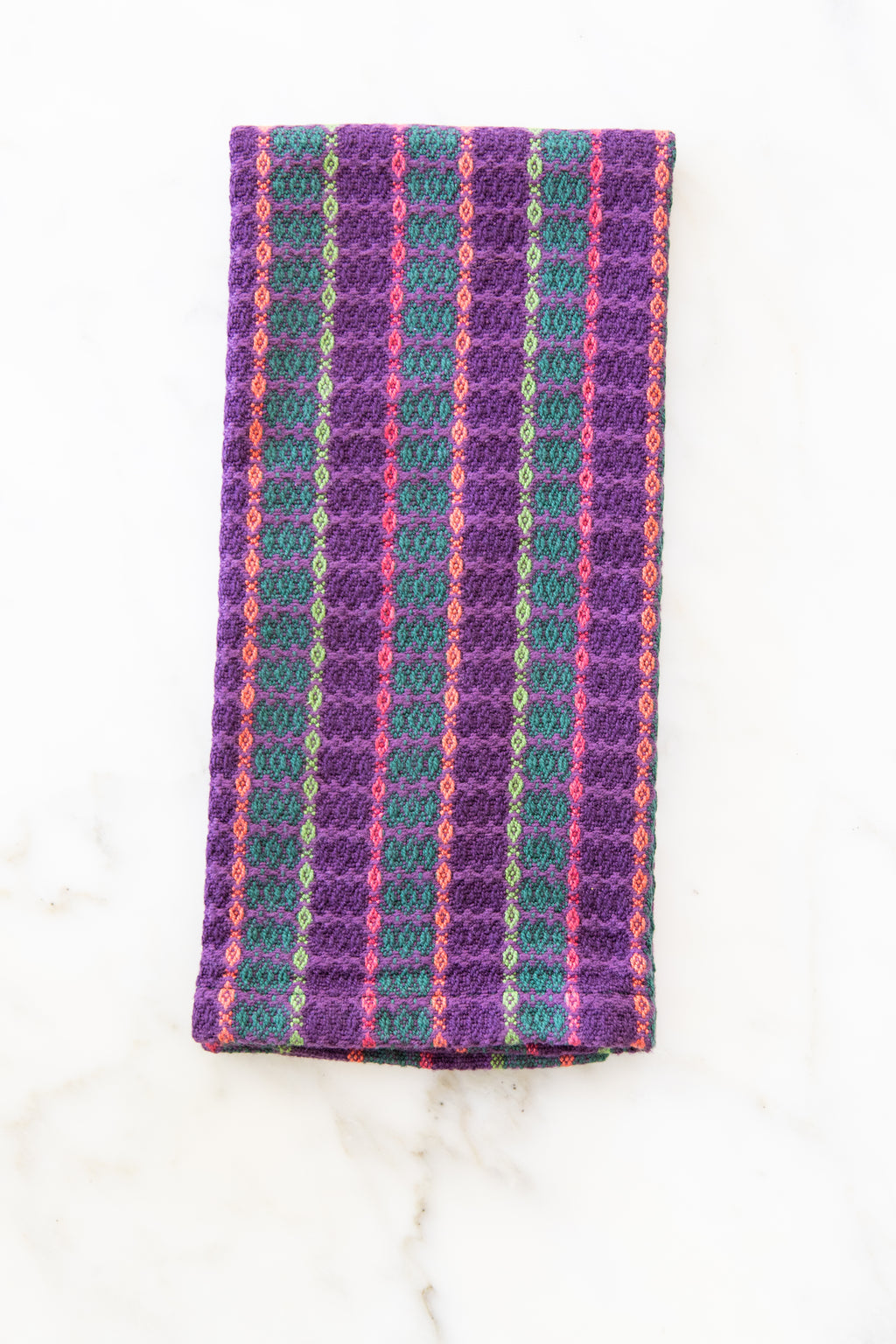 Fancy Striped Cotton Towels in Eggplant, Forest & Plum