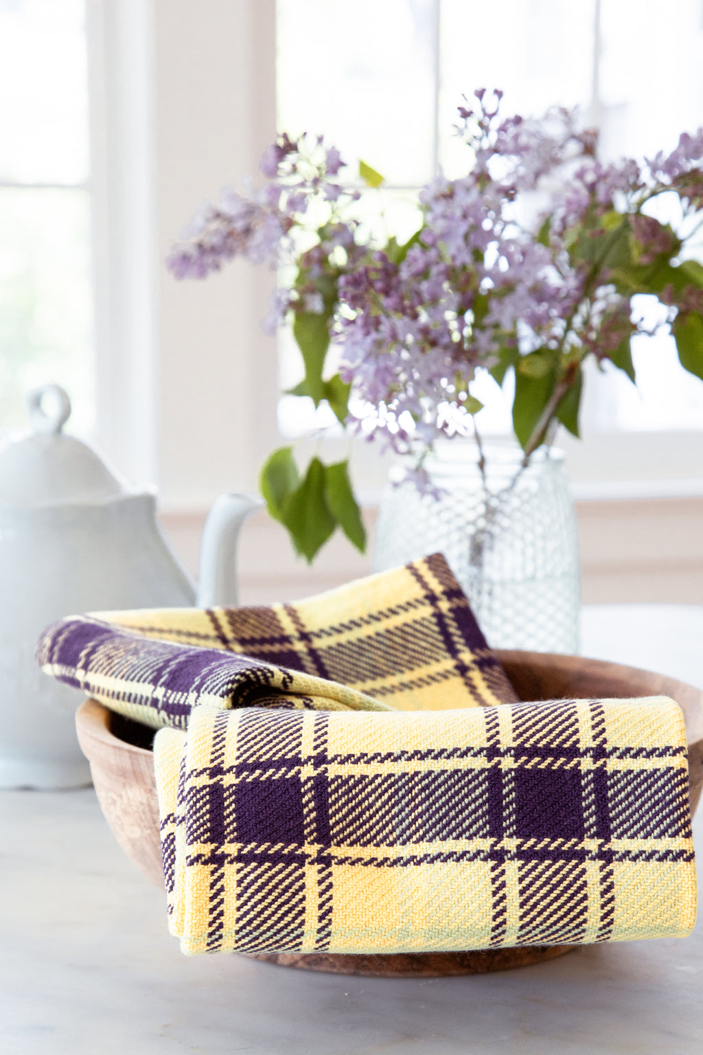 Tartan Plaid Twill Towels in Warm Tones