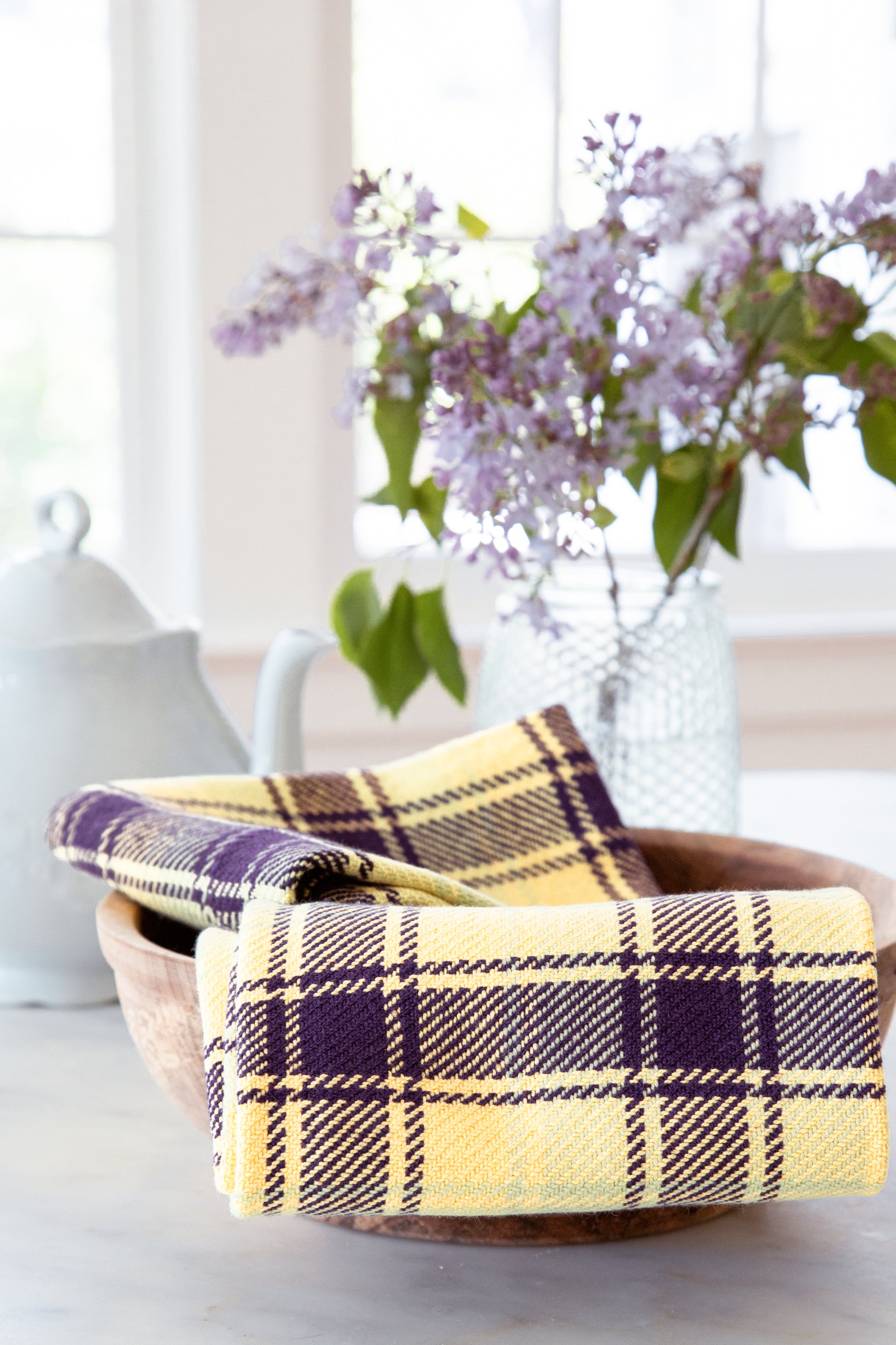 Tartan Plaid Twill Towels in Warm Tones