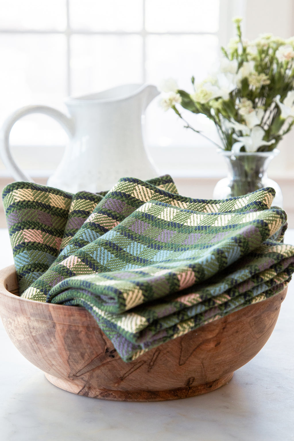Shades of Olive & Forest in a Check Twill Design