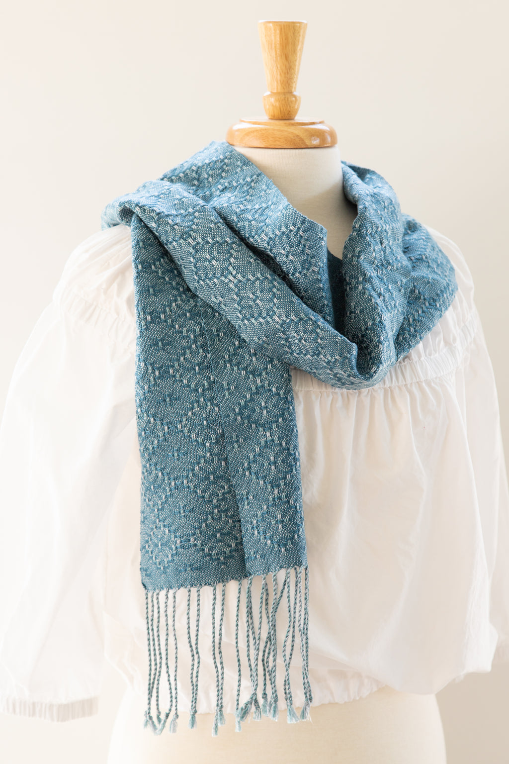 Blue Teal Scarf in Diamond Lace
