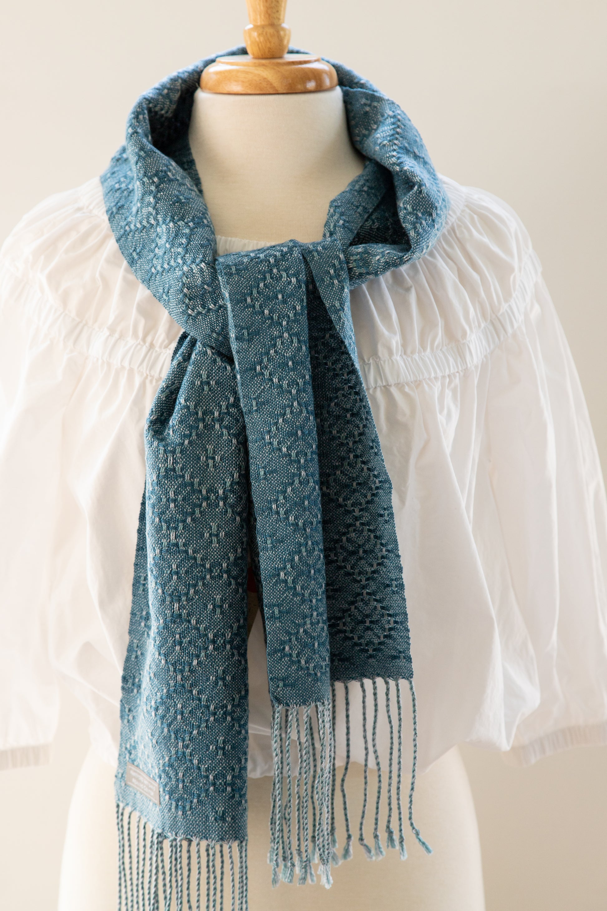 Blue Teal Scarf in Diamond Lace