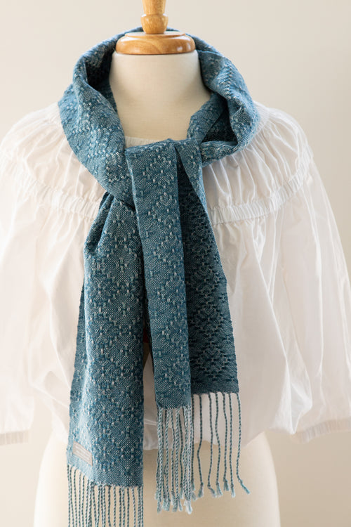 Blue Teal Scarf in Diamond Lace