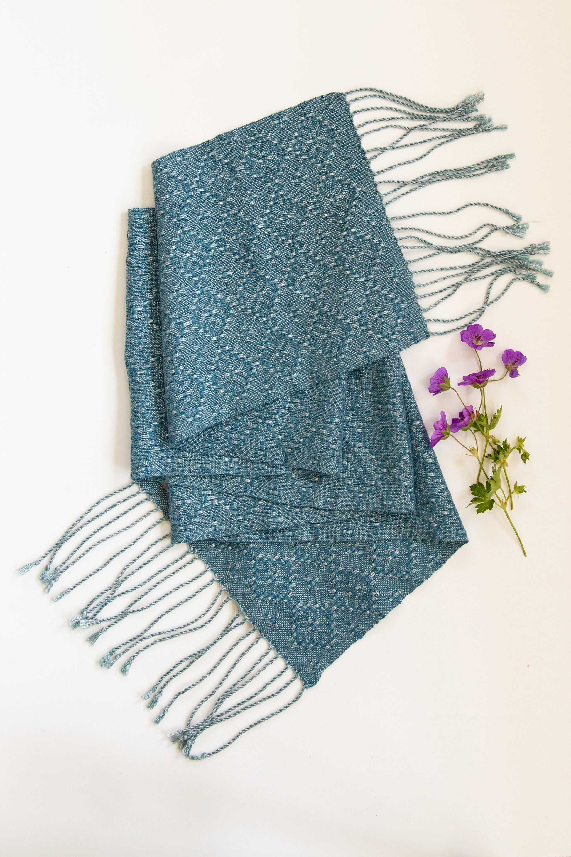 Blue Teal Scarf in Diamond Lace