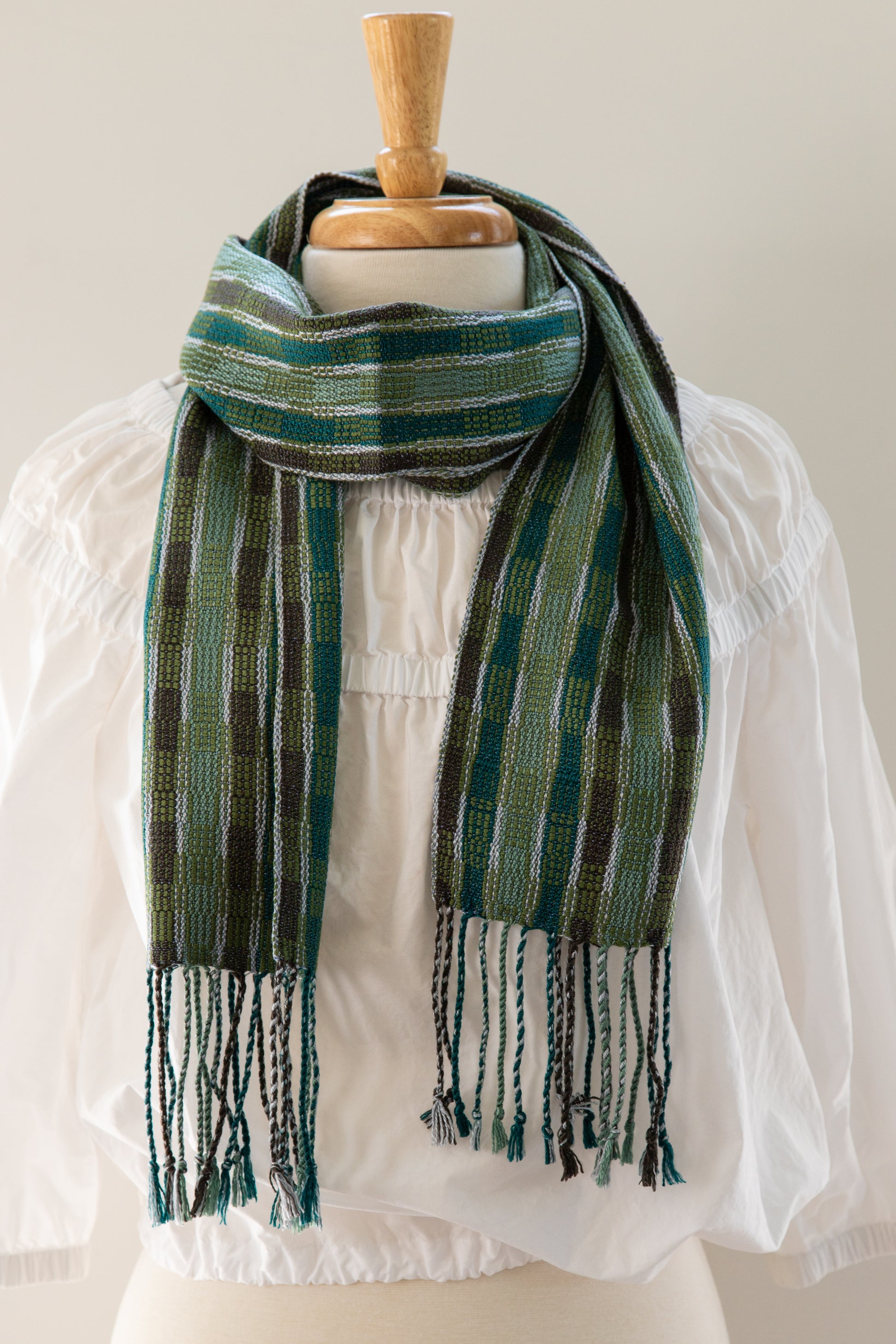 Olive & Green Scarf with an Lovely Silver Luster