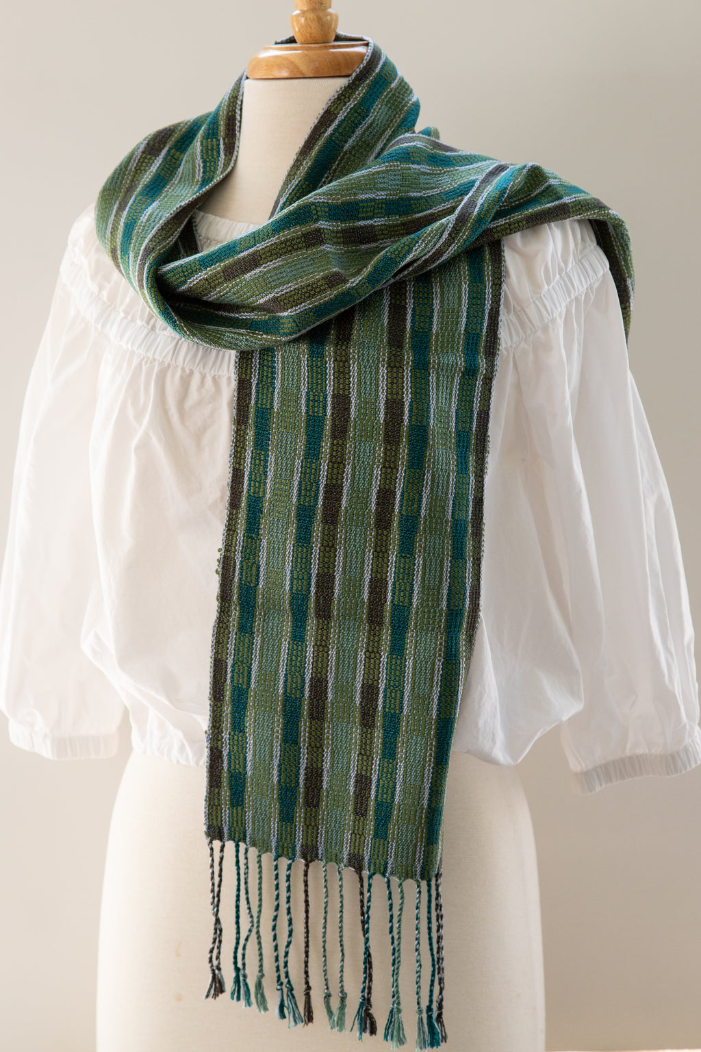 Olive & Green Scarf with an Lovely Silver Luster