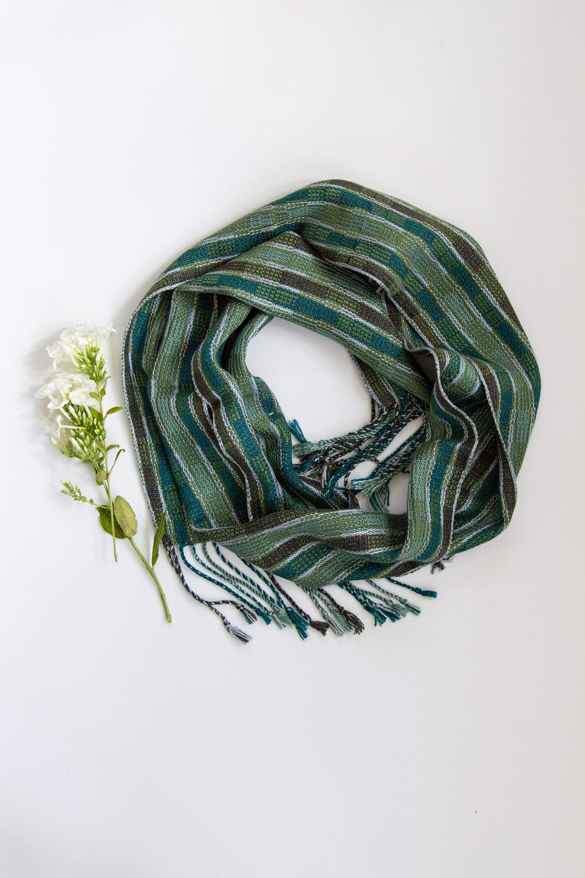Olive & Green Scarf with an Lovely Silver Luster