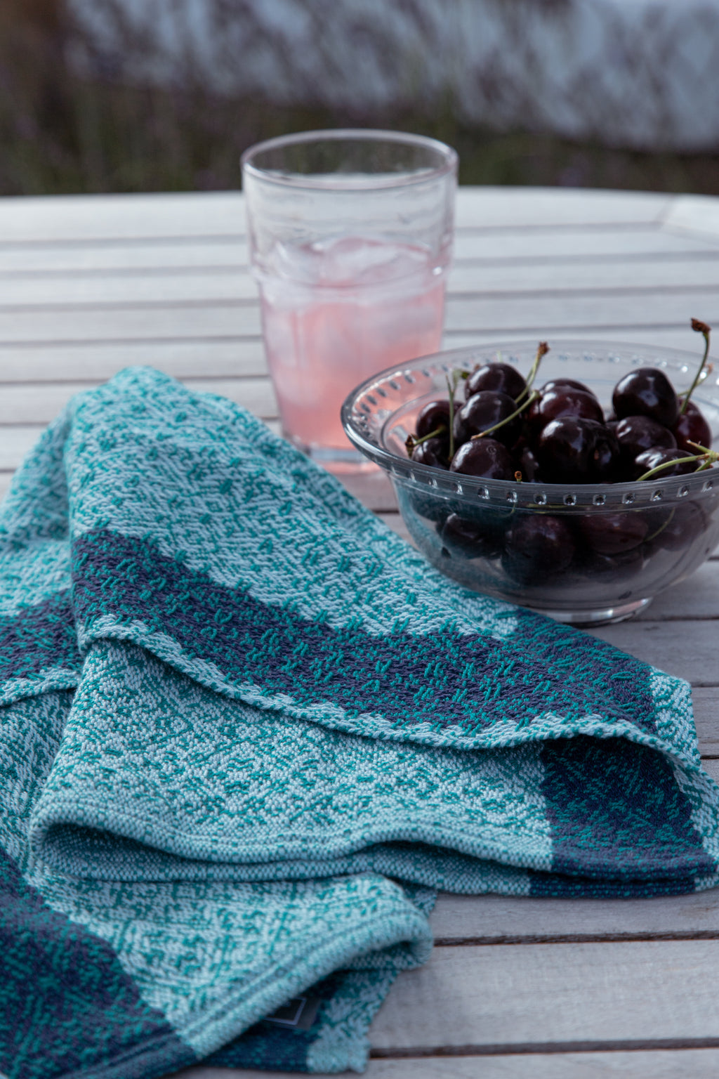 Teal Cotton Towel in Broken Twill
