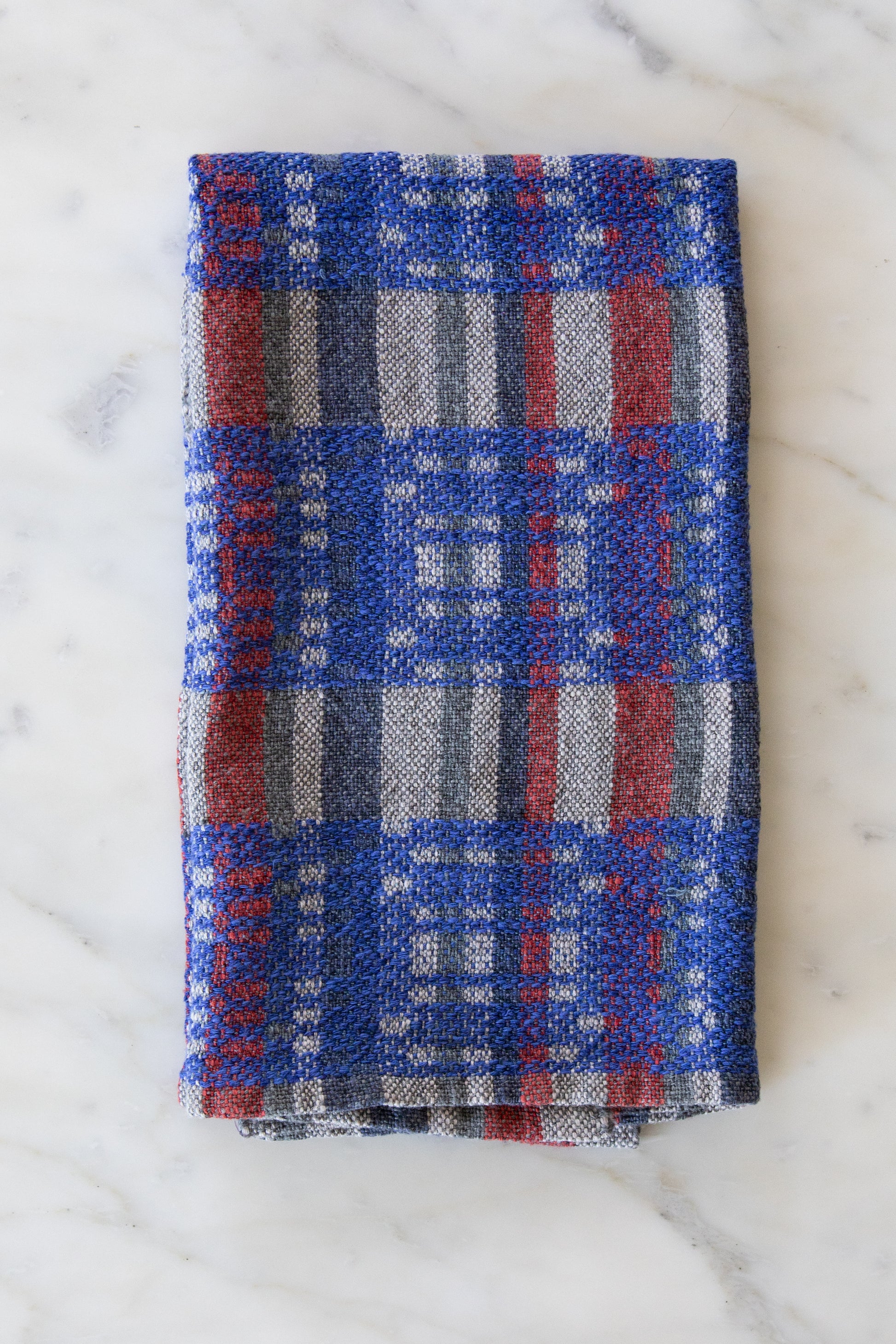 Cottolin Towel wtih Bands of Twill in Royal Blue
