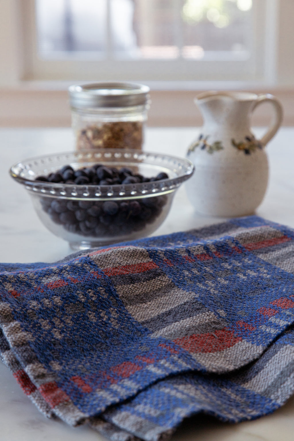 Cottolin Towel wtih Bands of Twill in Royal Blue
