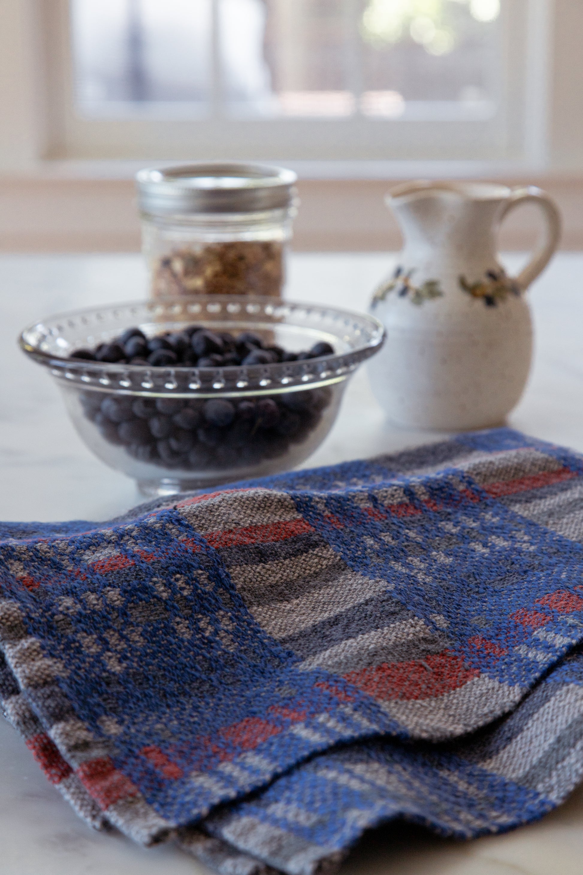 Cottolin Towel wtih Bands of Twill in Royal Blue