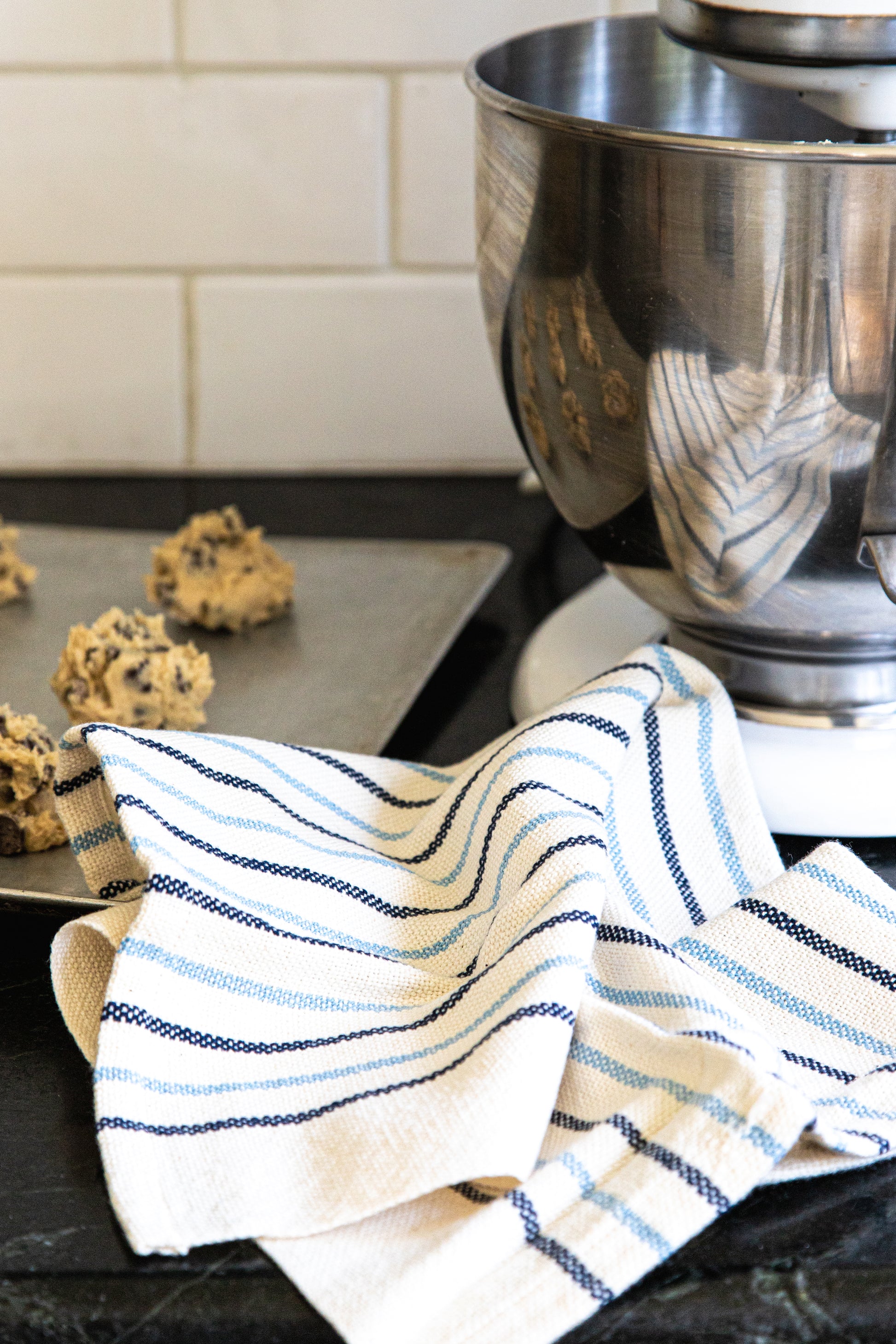 Signature Towel with Blue Striping