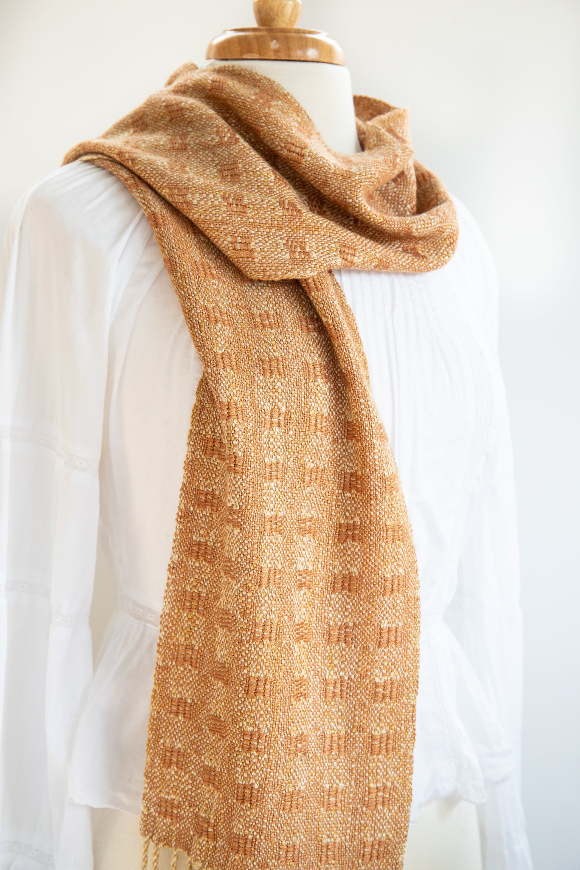 Soft Rayon Scarf in Tawny Rust & Gold