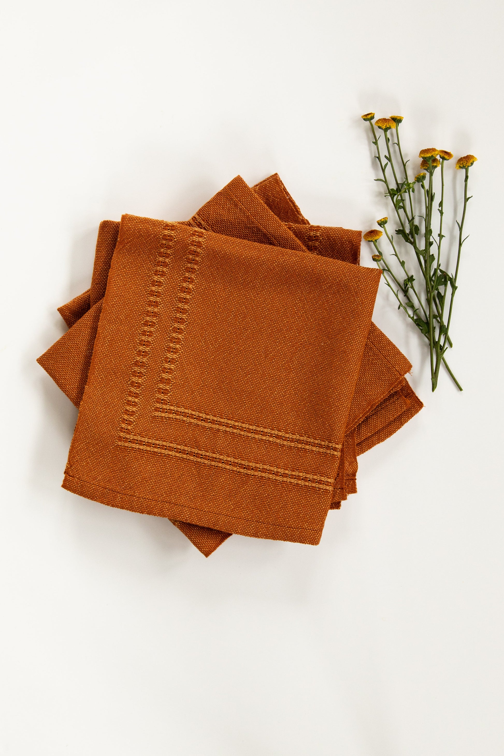 Napkins in Pumpkin & Gold with Lace Borders