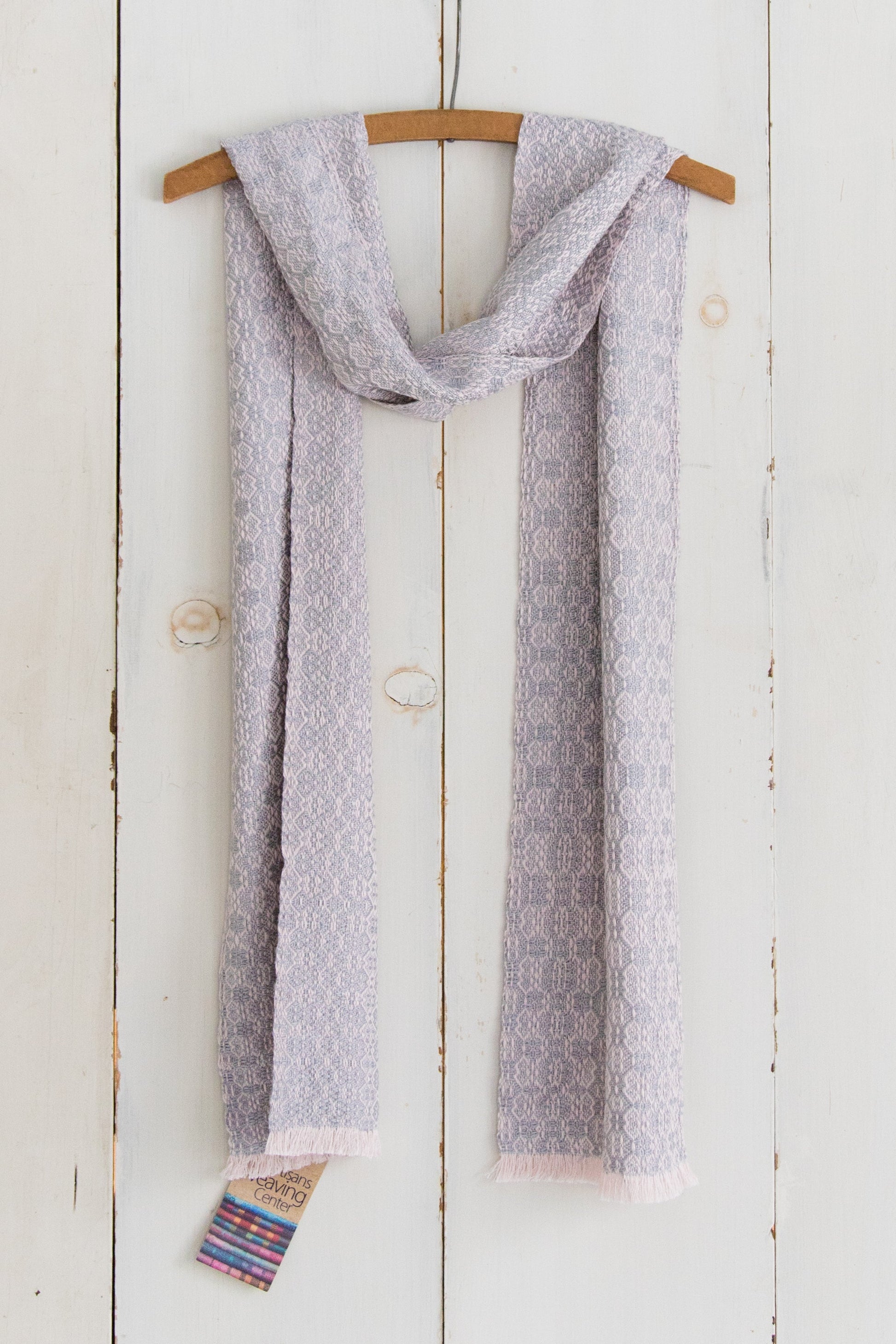 Elegant Pale Pink & Silver Scarf in Twill