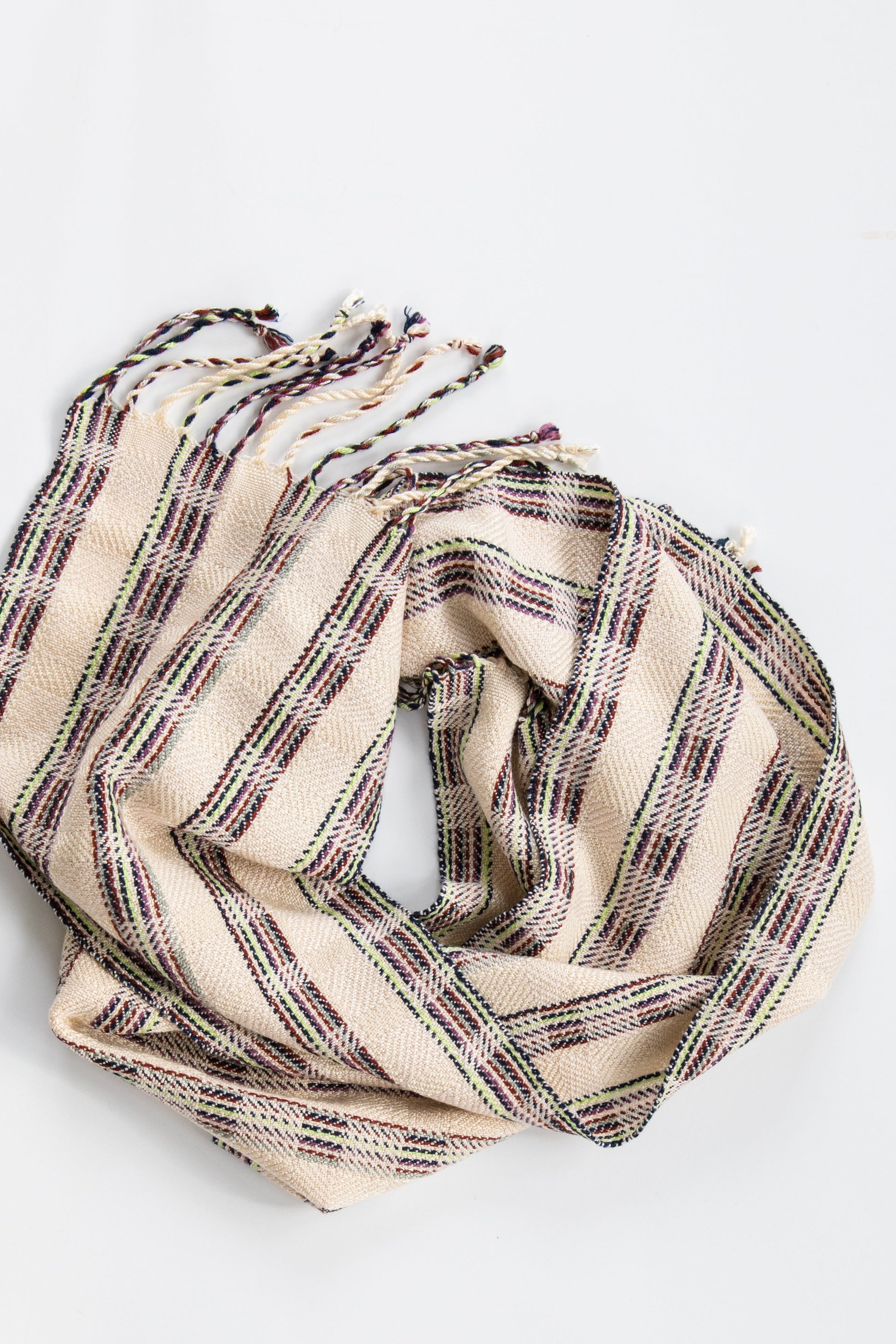 Delicate Ivory Checked Scarf in Twill