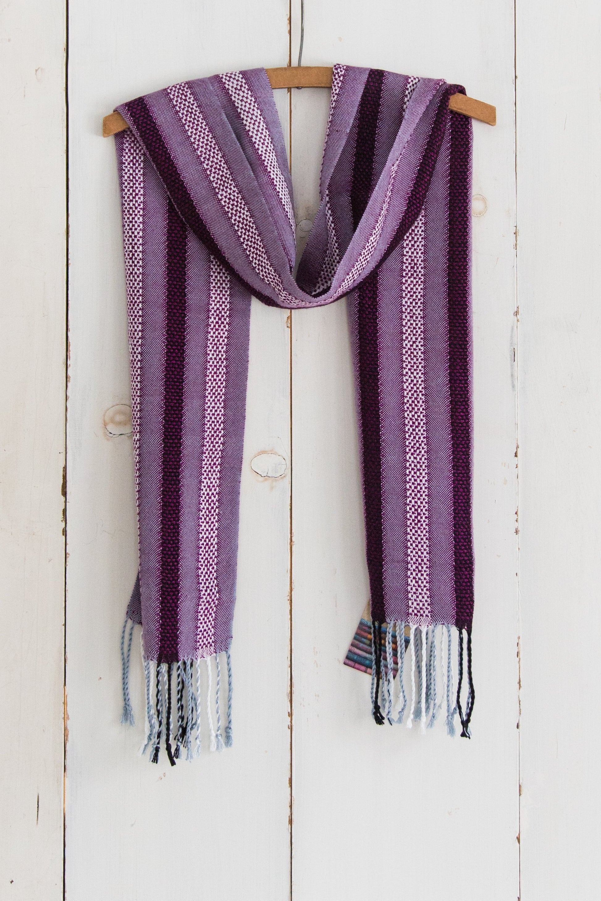 Irridescent Striped Scarf in Plain & Basket Weave