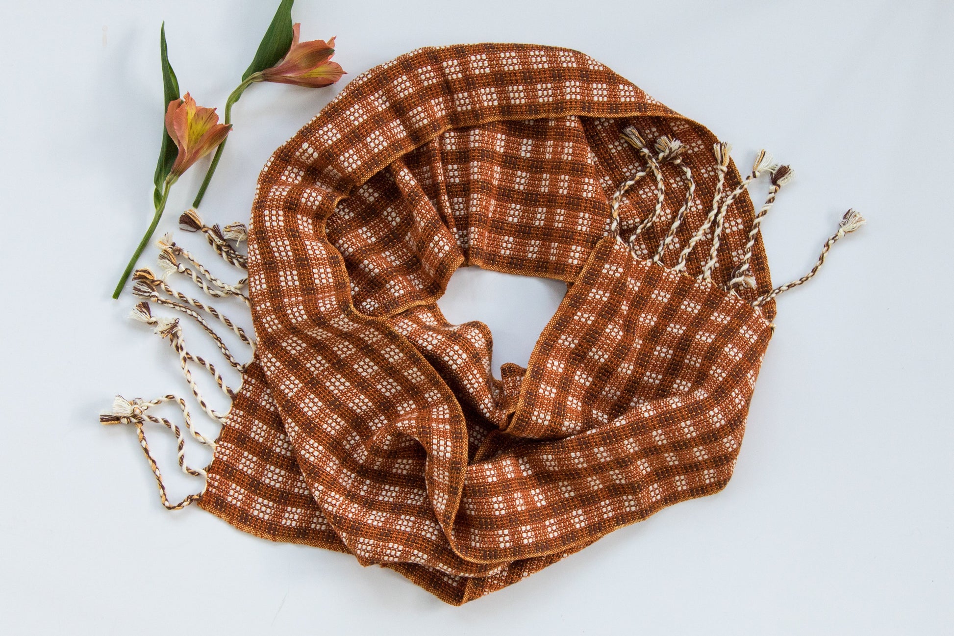 Soft Checked Scarf in Pumpkin & Gold