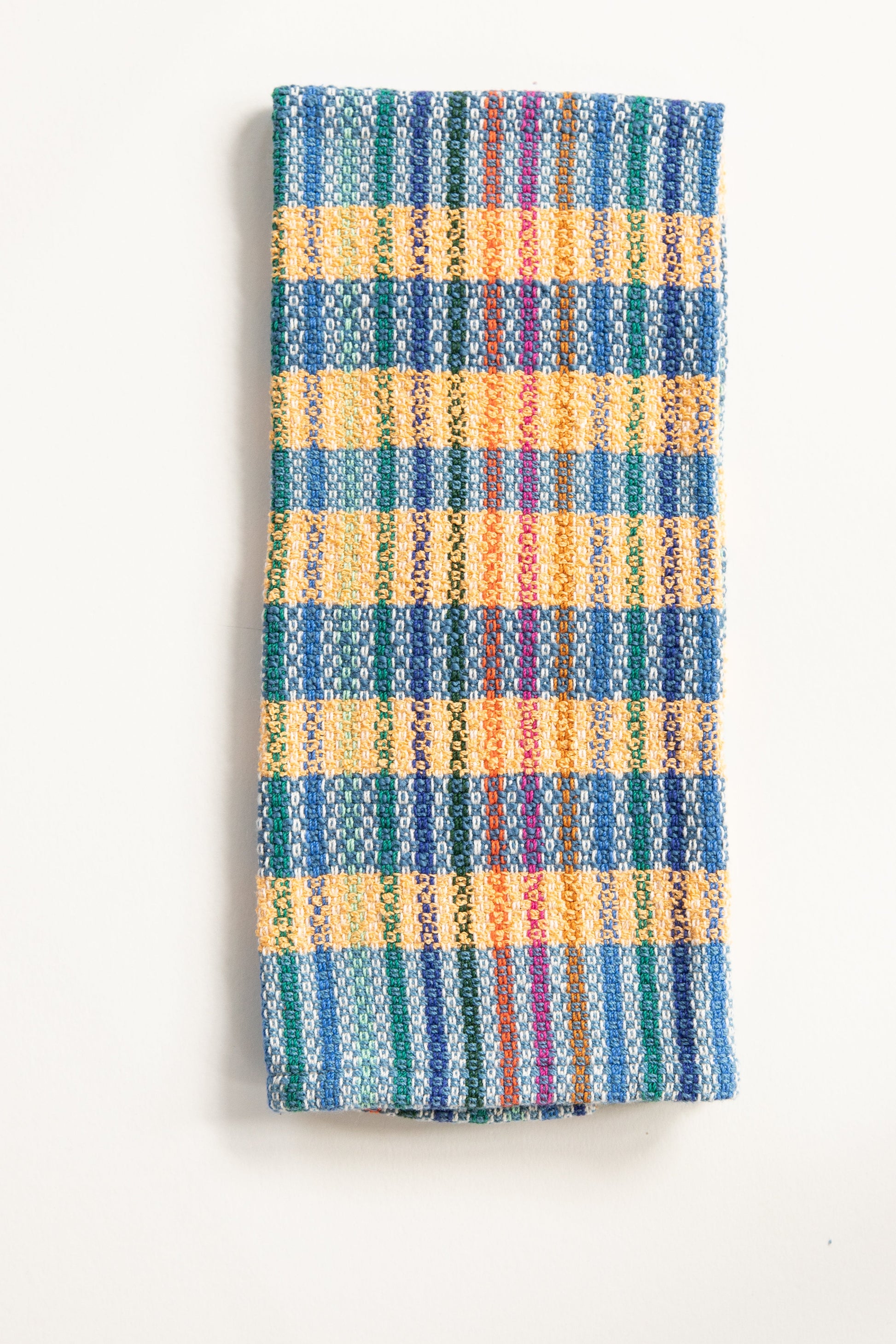 Marigold & Blue Striped Cotton Towel