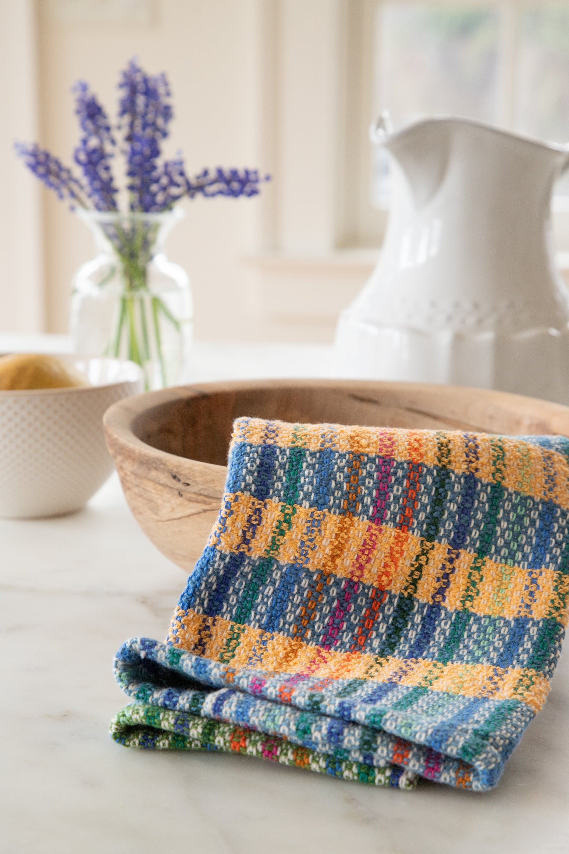 Marigold & Blue Striped Cotton Towel