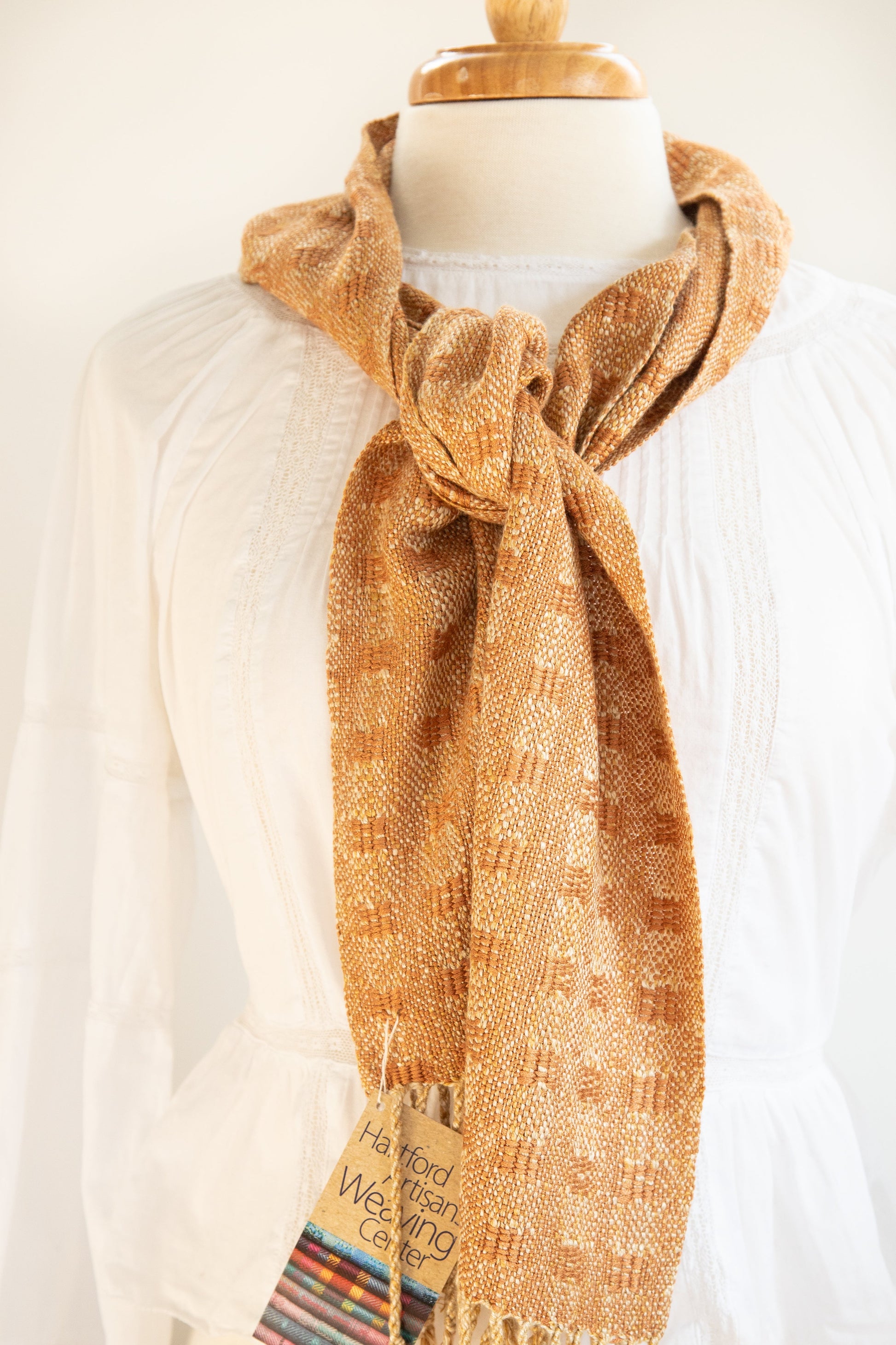 Soft Rayon Scarf in Tawny Rust & Gold