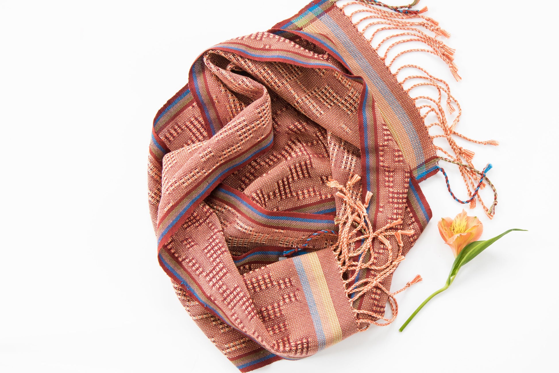 Attractive Lace Scarf in Rust & Adobe