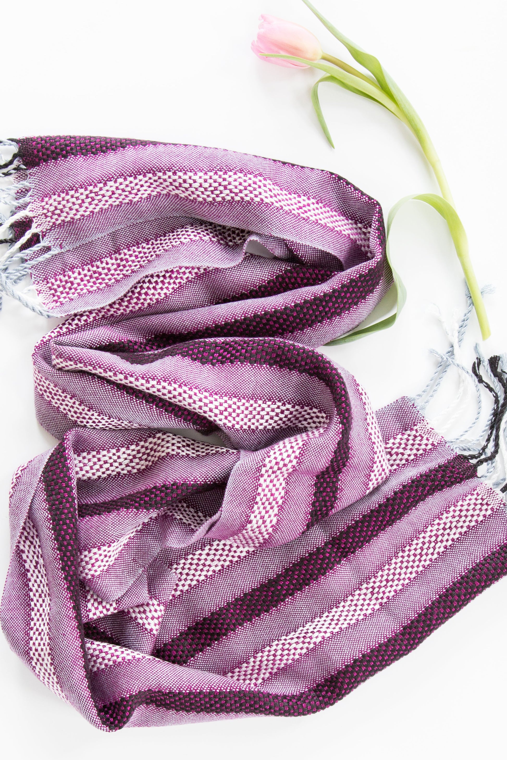 Irridescent Striped Scarf in Plain & Basket Weave