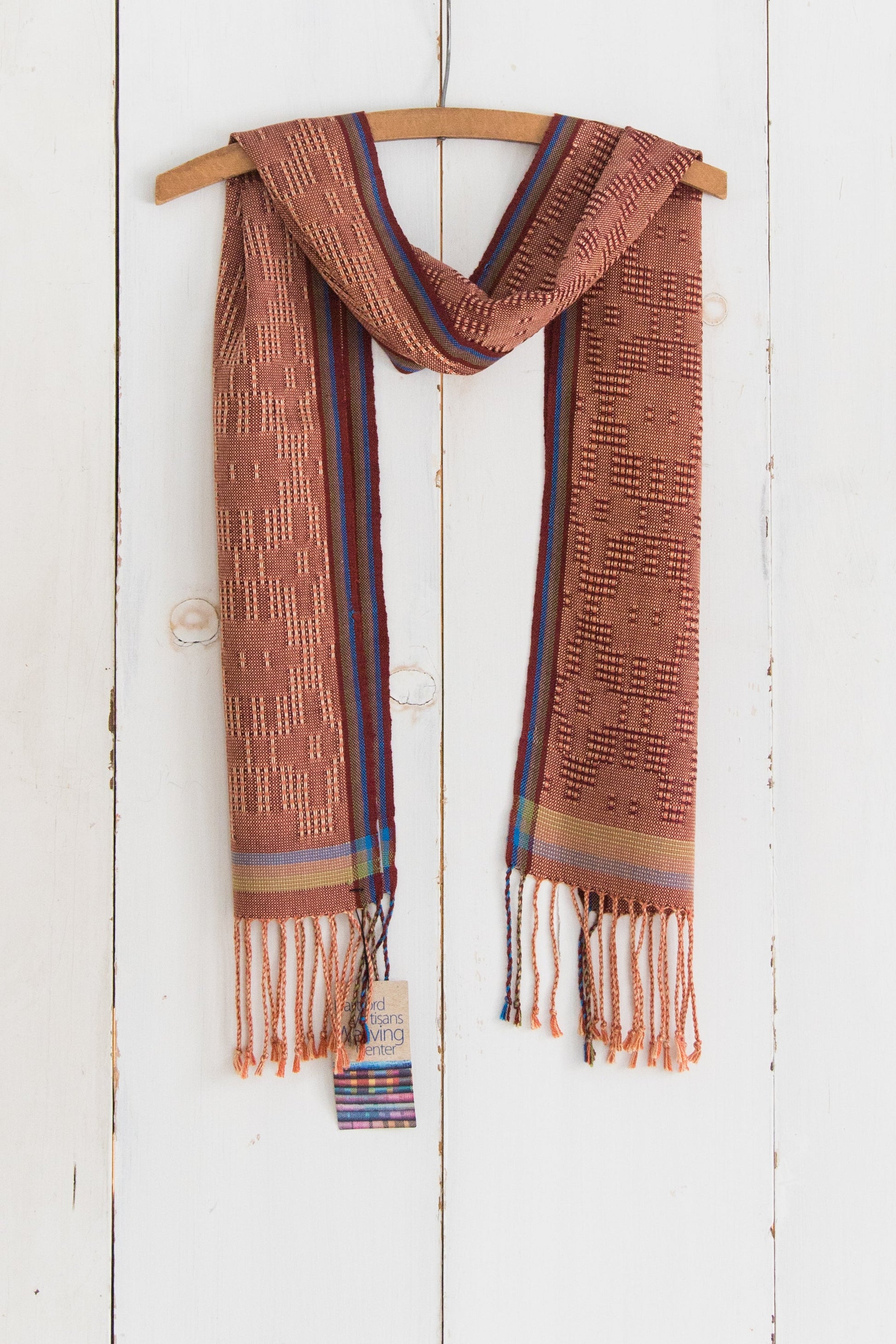 Attractive Lace Scarf in Rust & Adobe