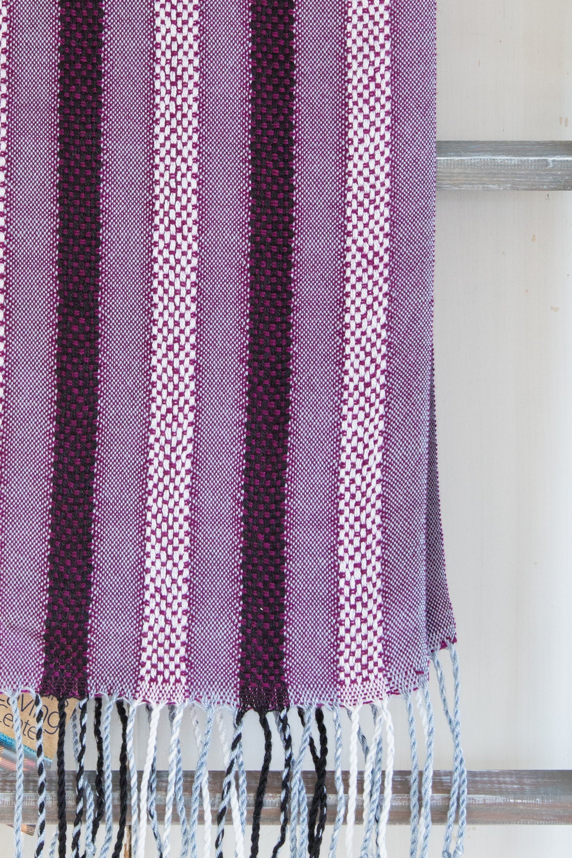Irridescent Striped Scarf in Plain & Basket Weave