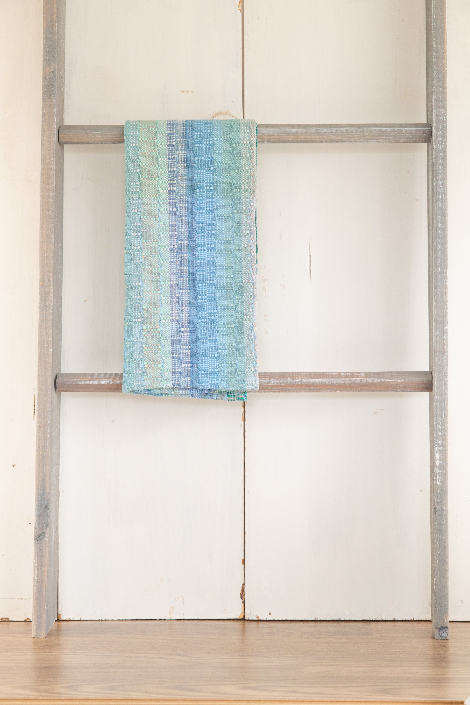 Pale Green & Blue Cotton Towel in M's & O's