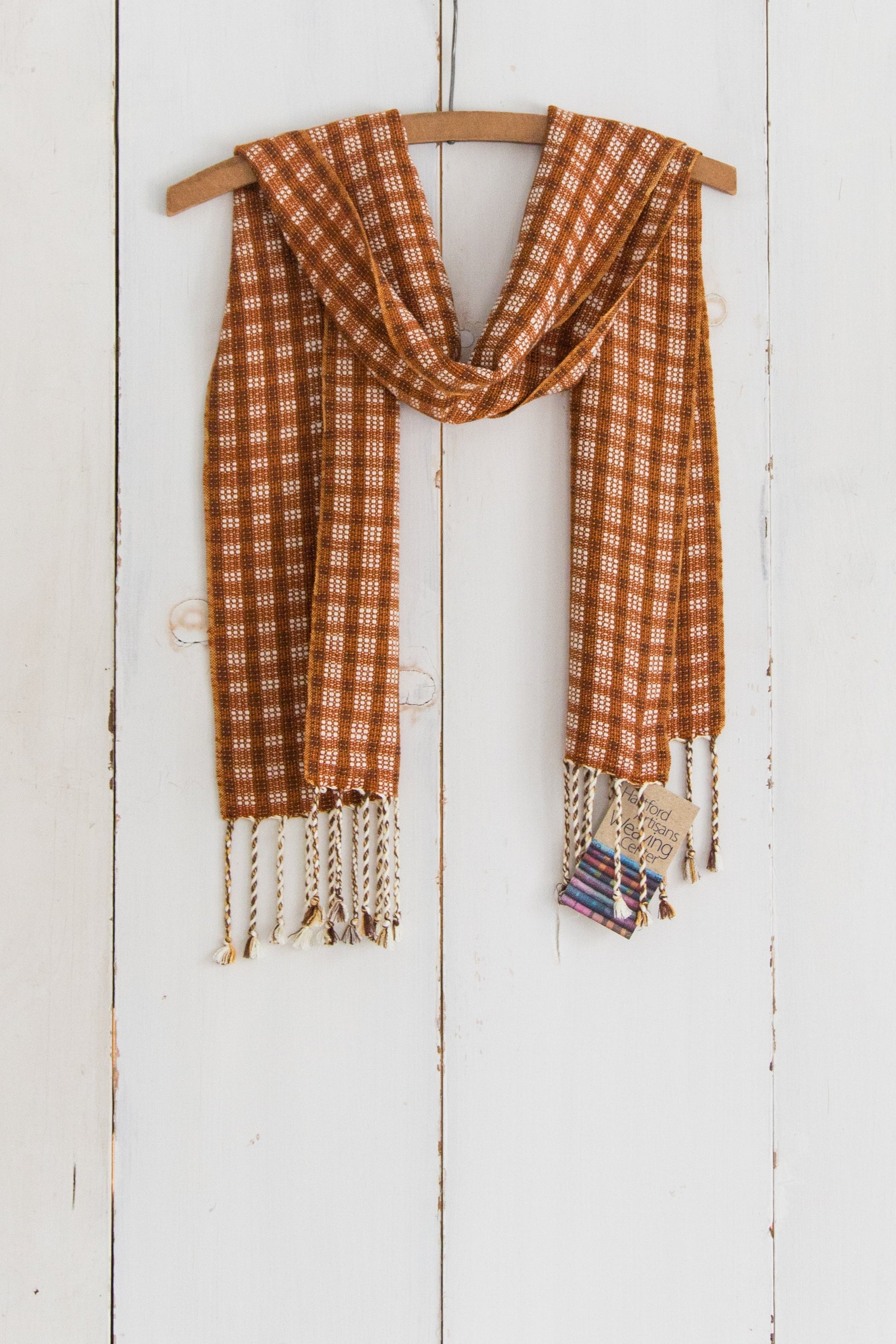 Soft Checked Scarf in Pumpkin & Gold