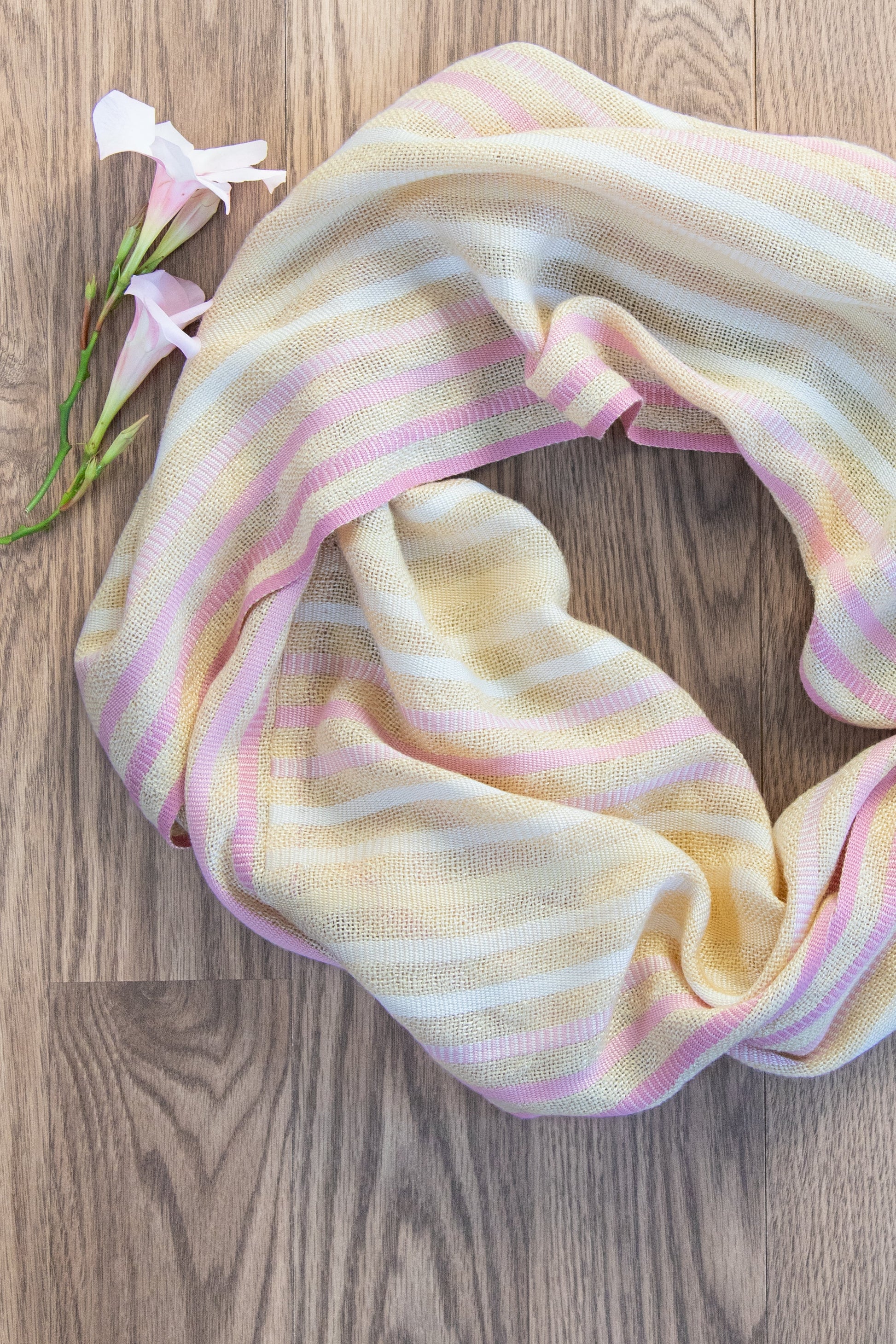Delicately Striped Mobius in Creams & Pinks