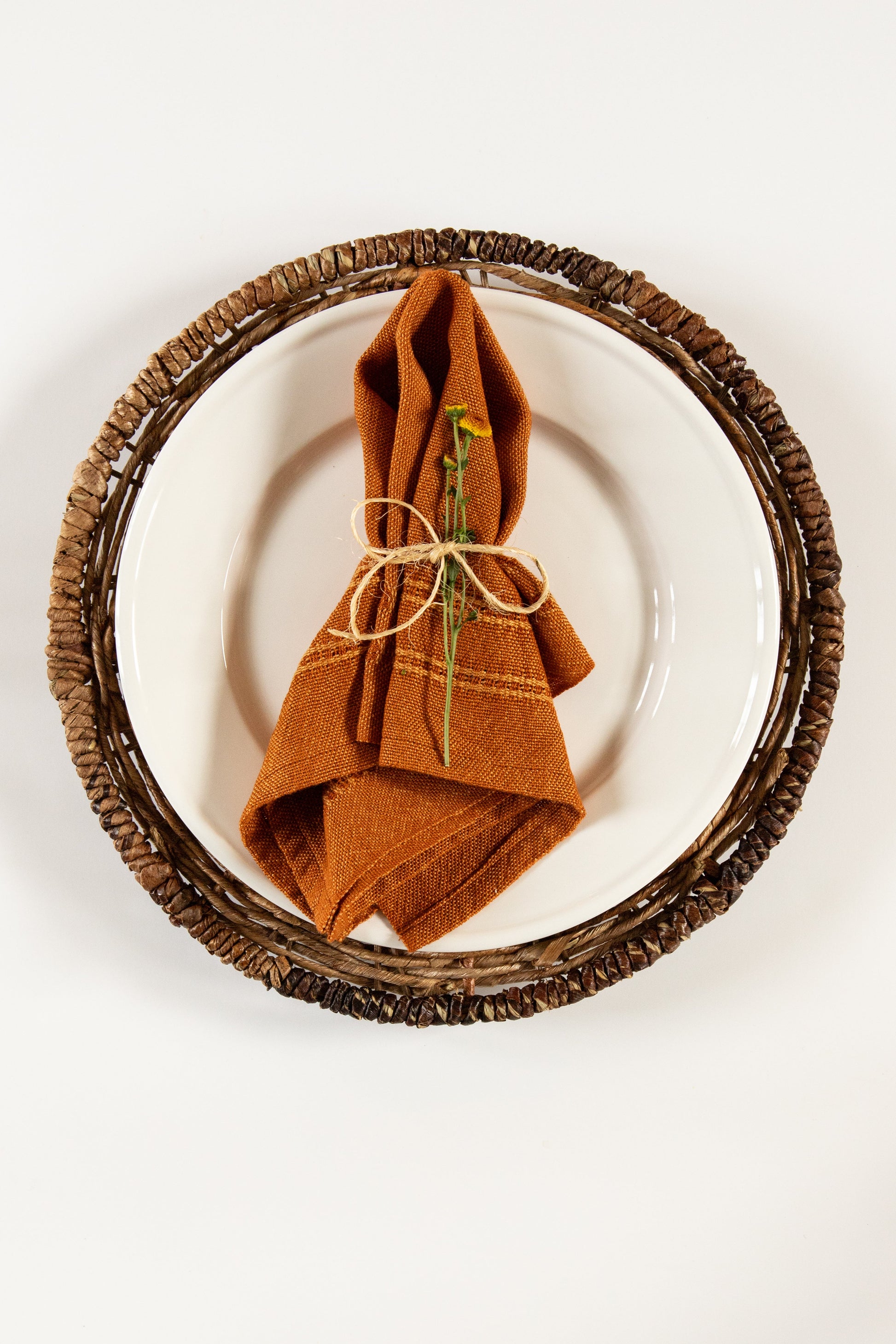 Napkins in Pumpkin & Gold with Lace Borders