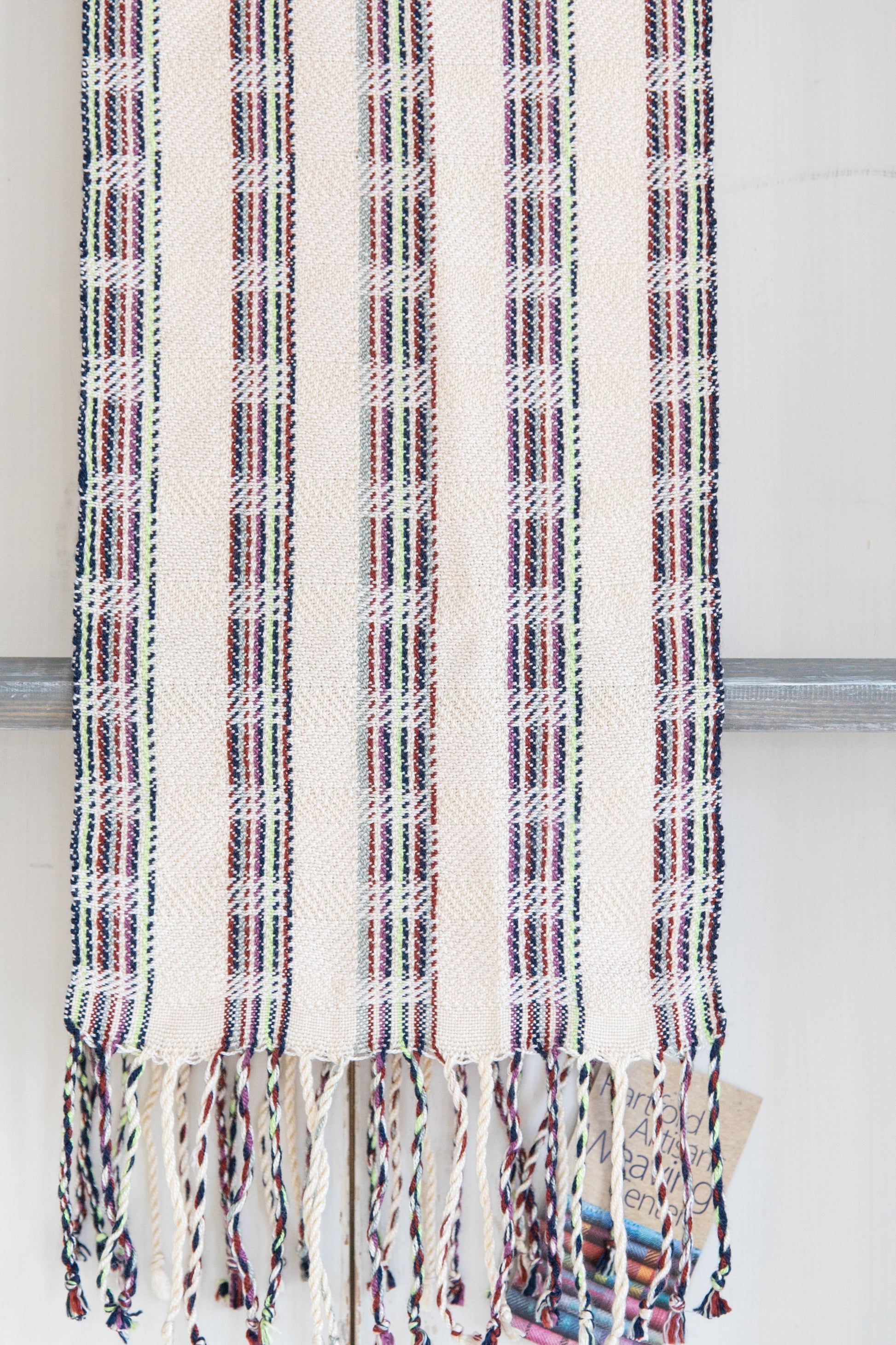 Delicate Ivory Checked Scarf in Twill