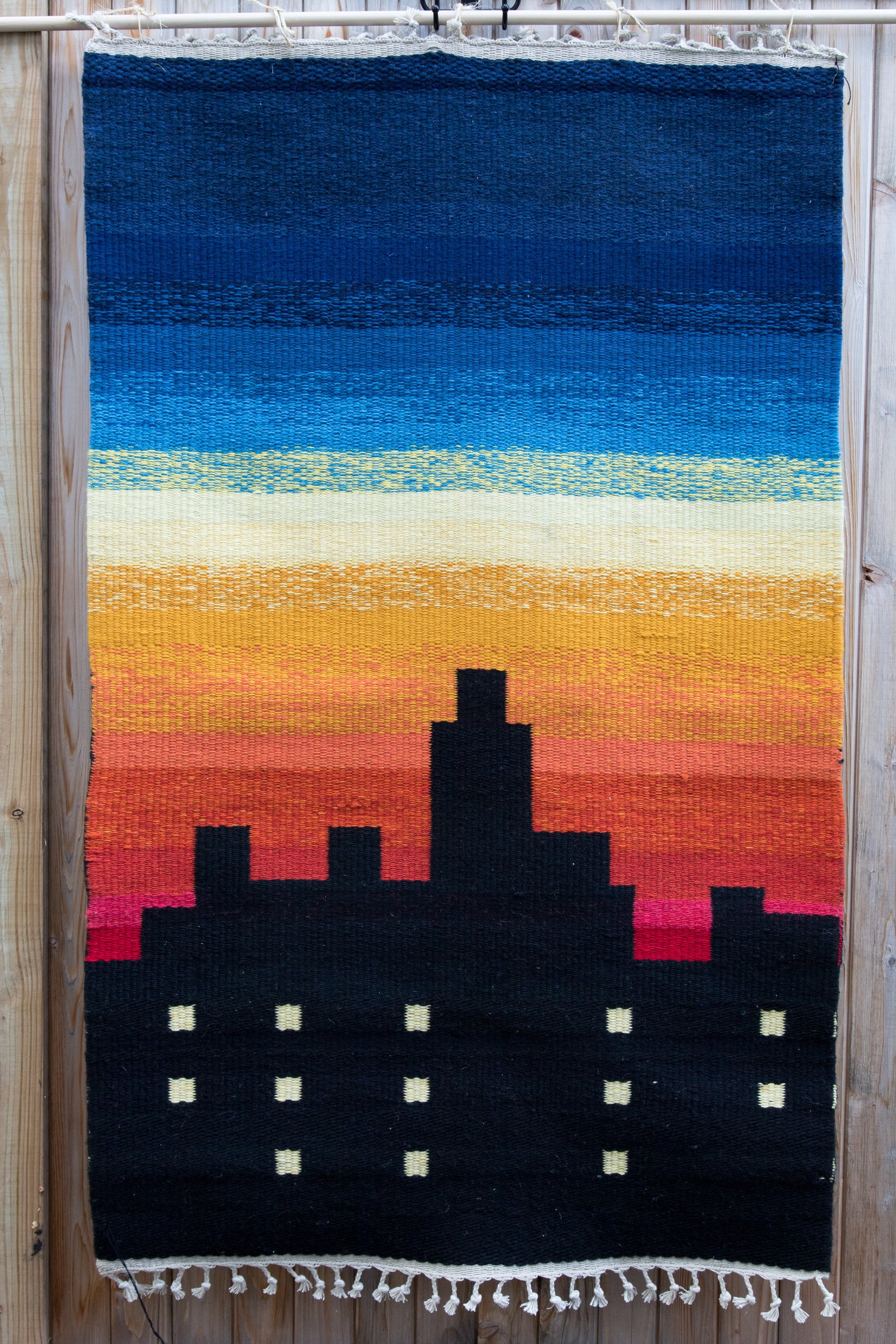 Colorful Modernistic Cityscape Rug in Wool