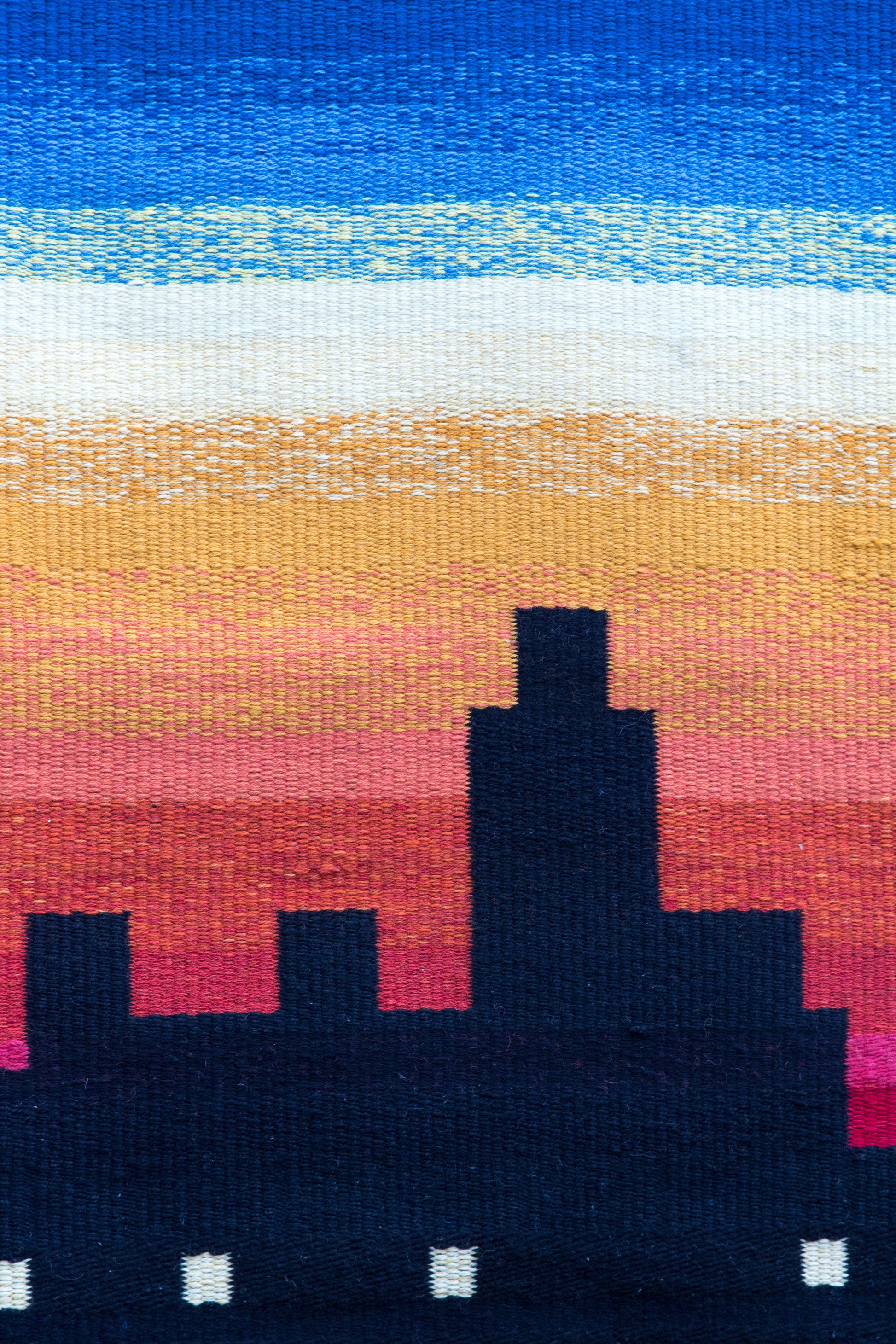 Colorful Modernistic Cityscape Rug in Wool